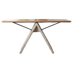 Mid Century Marble Metal & Sycamore Console, Italy 1970s