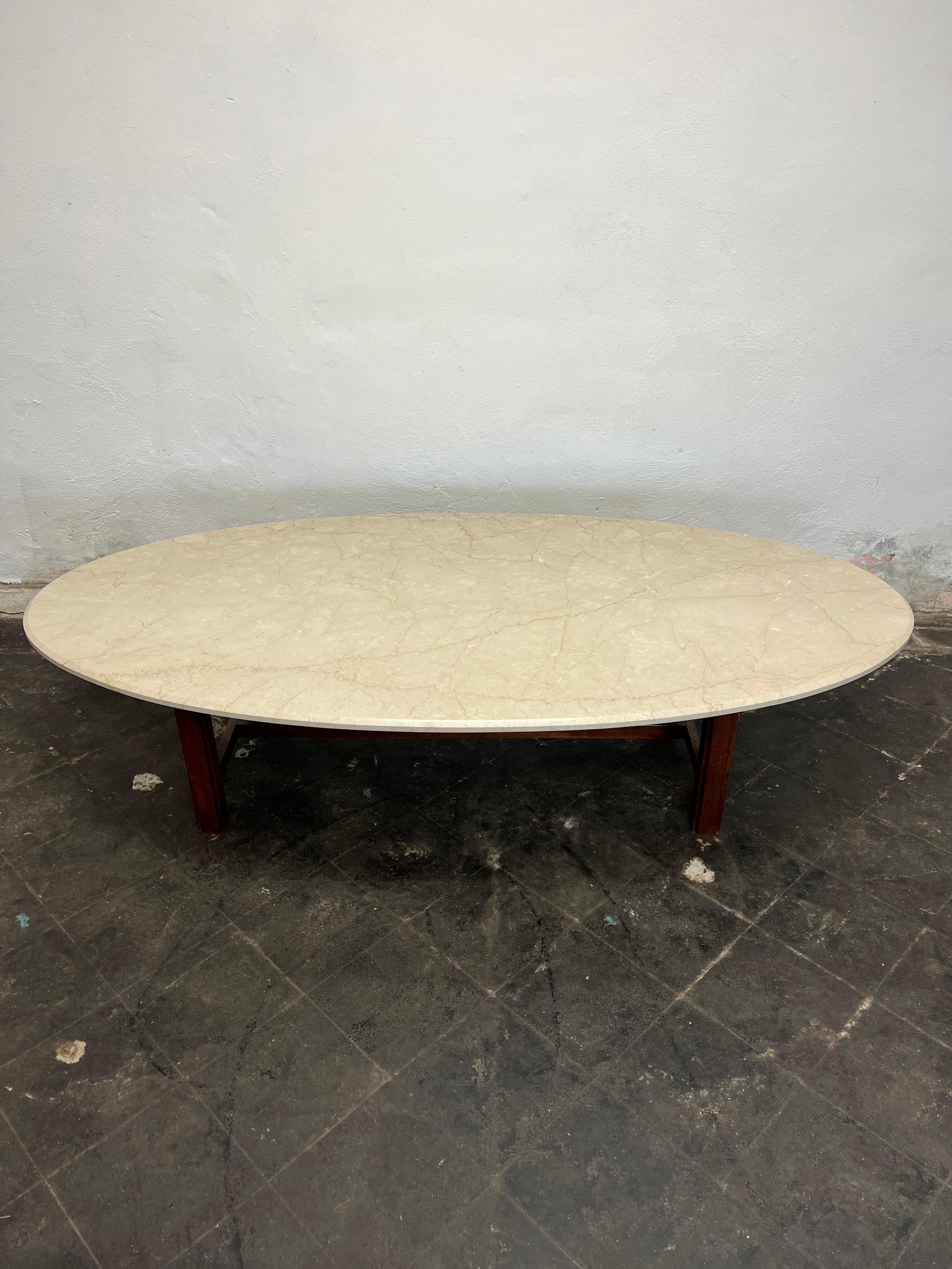 20th Century Mid Century Marble Oval Coffee Table For Sale