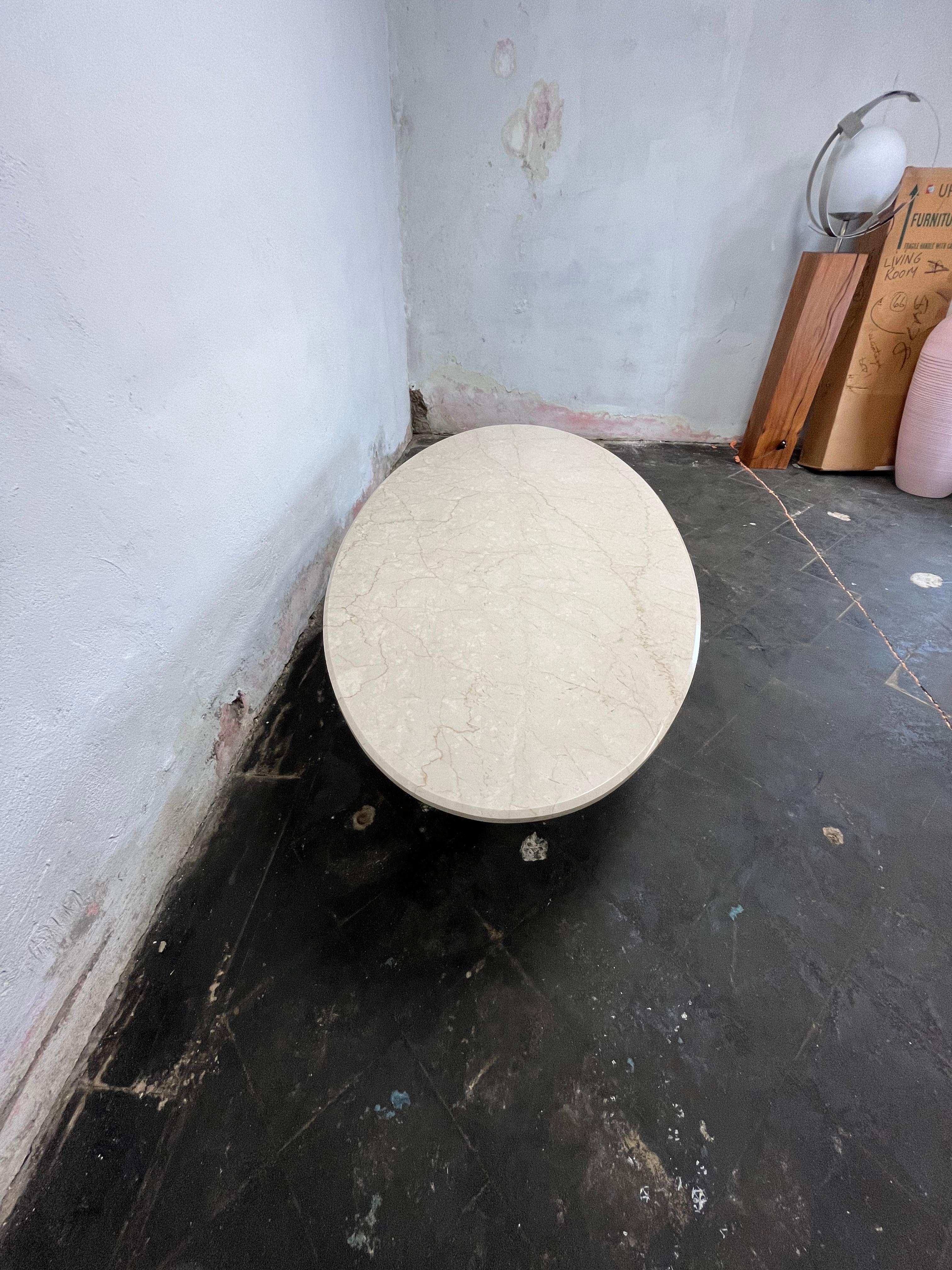 Stone Mid Century Marble Oval Coffee Table For Sale