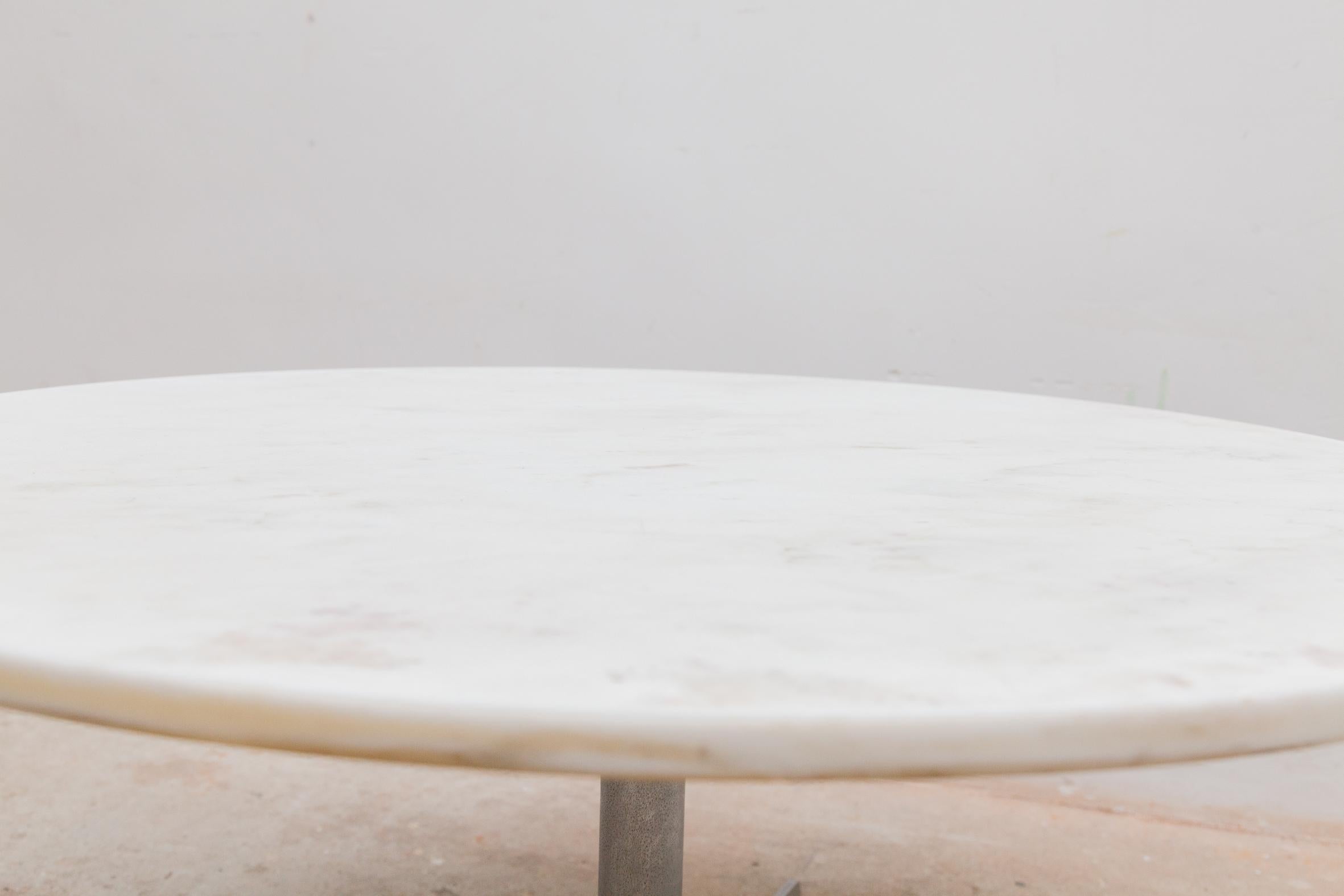 Chrome Mid-Century Marble Round Coffee Table, 1960s For Sale