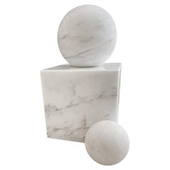 Vintage Mid-Century Marble Square with two sizes of Round Marble spheres.  