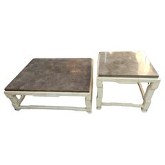 Cocktail Tables con piano in marmo e tavolino con base in pelle Marge Carson