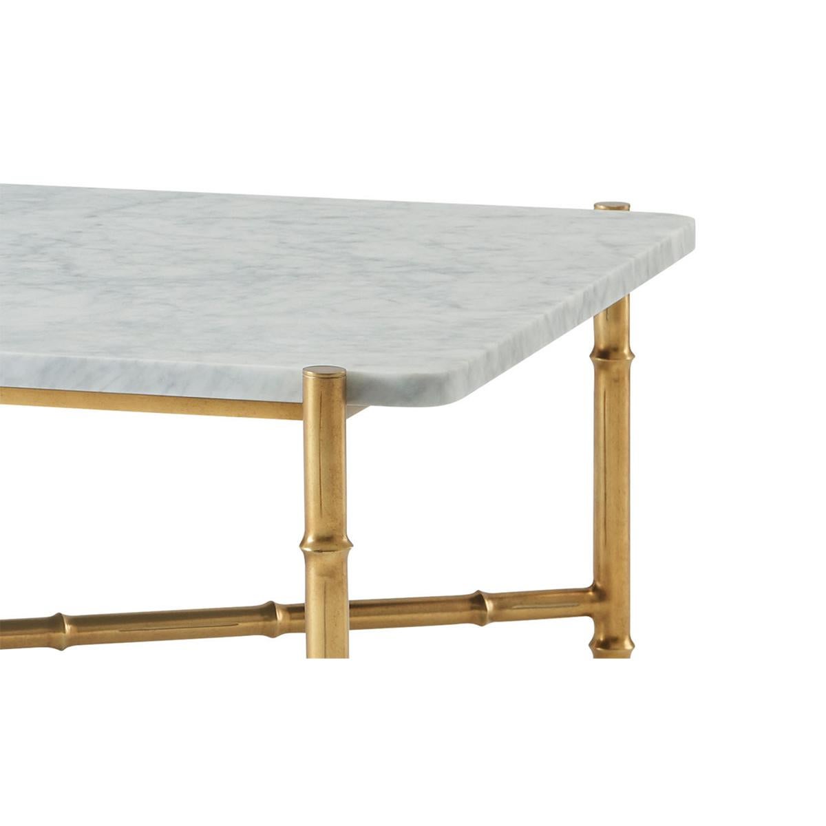 Vietnamese Mid Century Marble Top Coffee Table For Sale