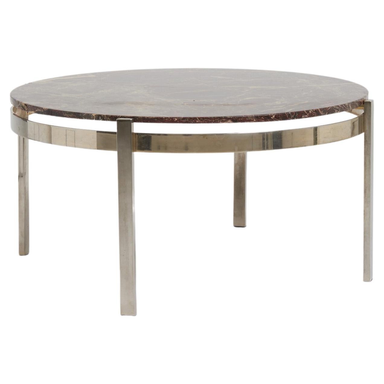 Mid Century Round Marble Coffee Table at 1stDibs