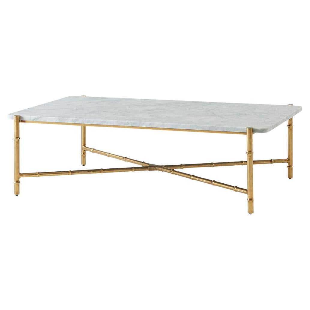 Mid Century Marble Top Coffee Table For Sale