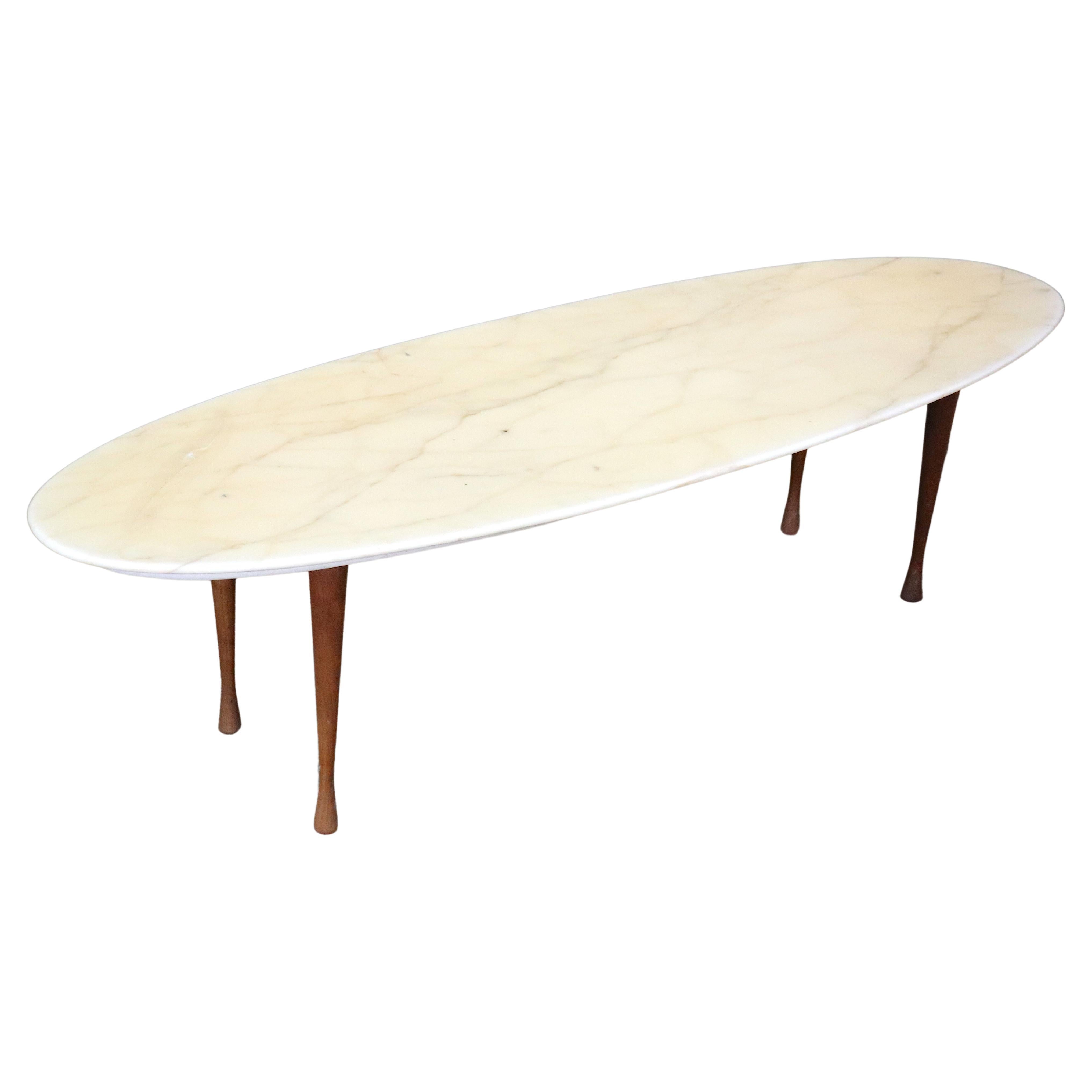 Mid-Century Marble Top Coffee Table