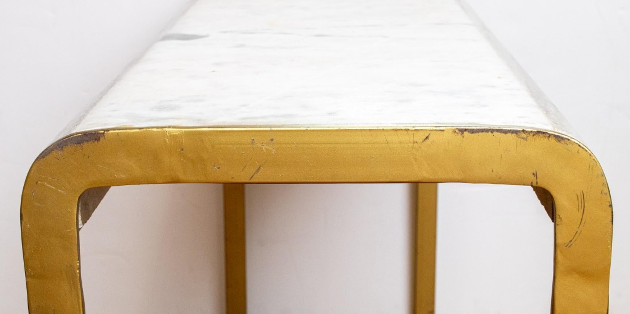 Unknown Mid Century Marble Top Console Table For Sale
