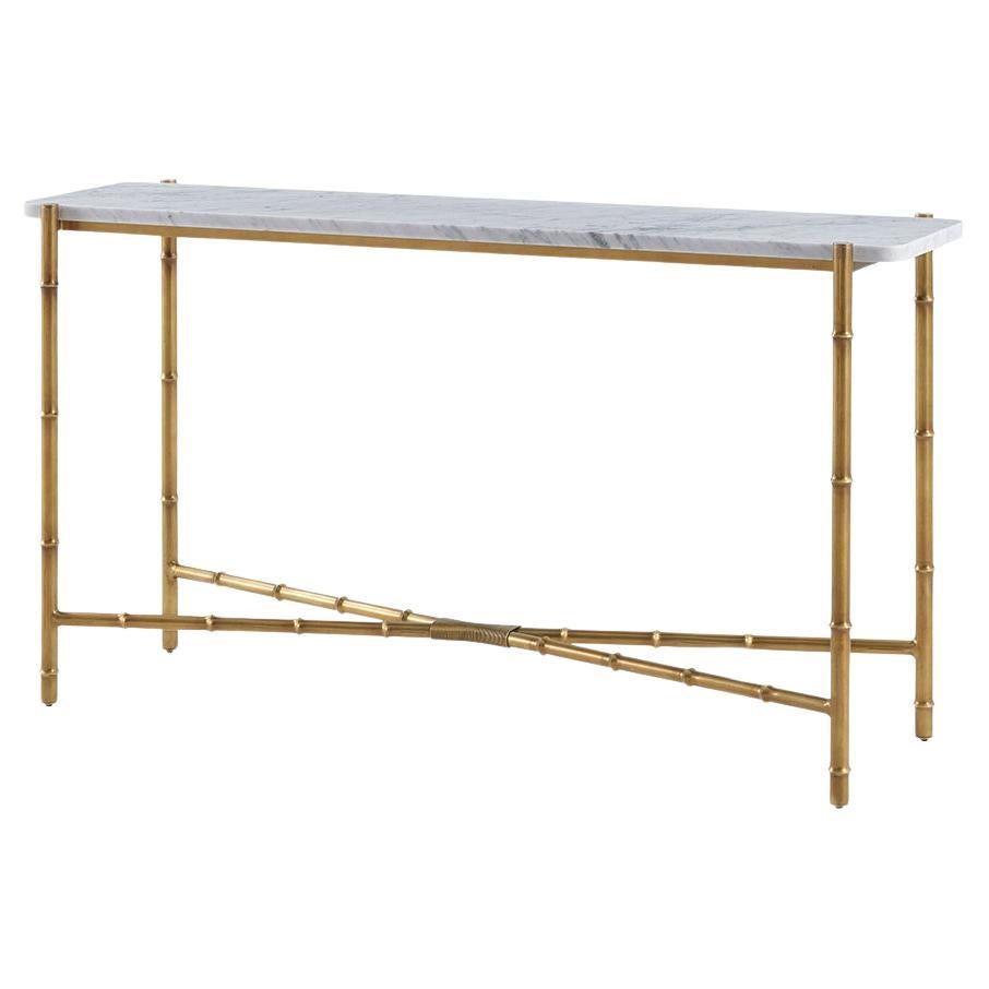 Mid Century Marble Top Console Table For Sale