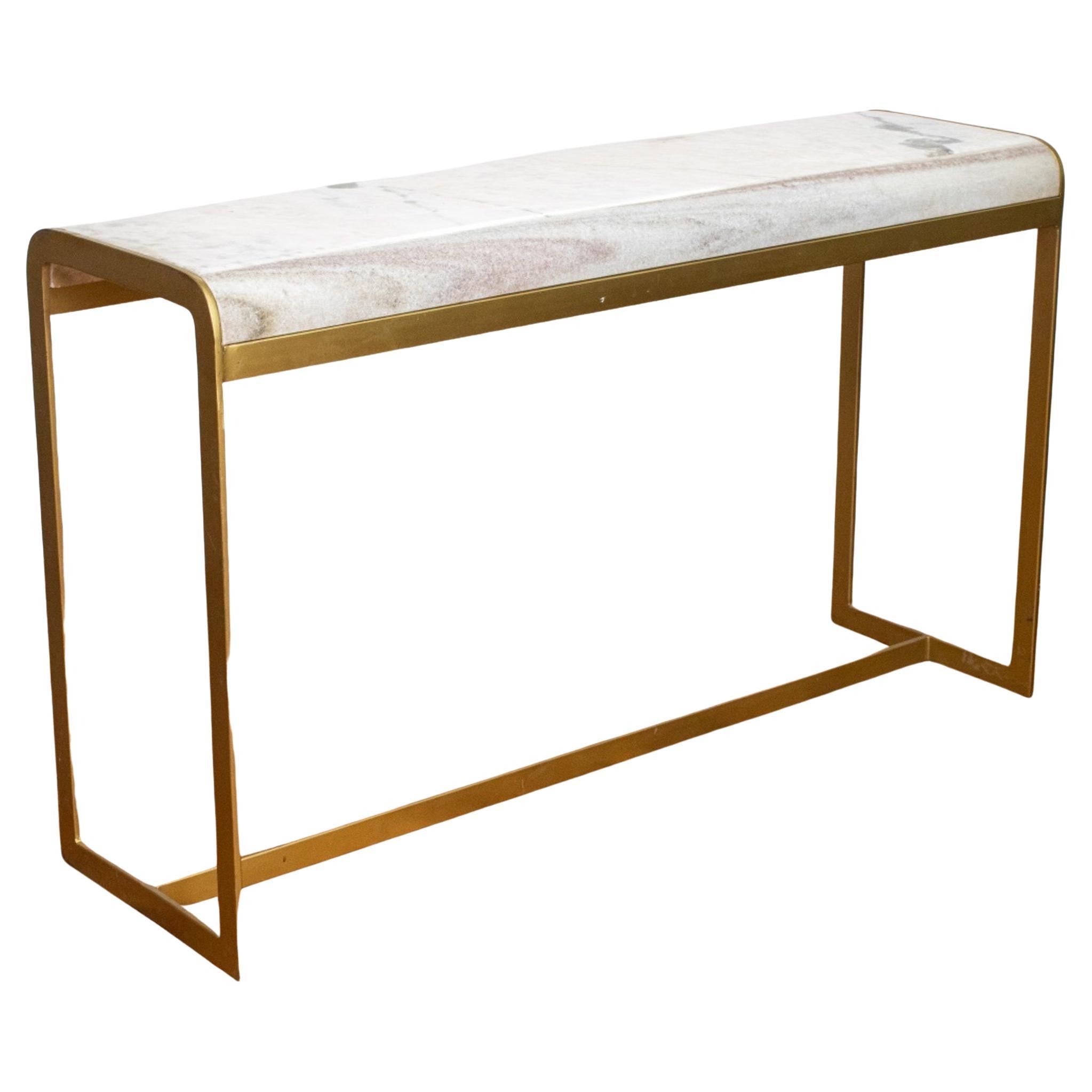 Mid Century Marble Top Console Table For Sale