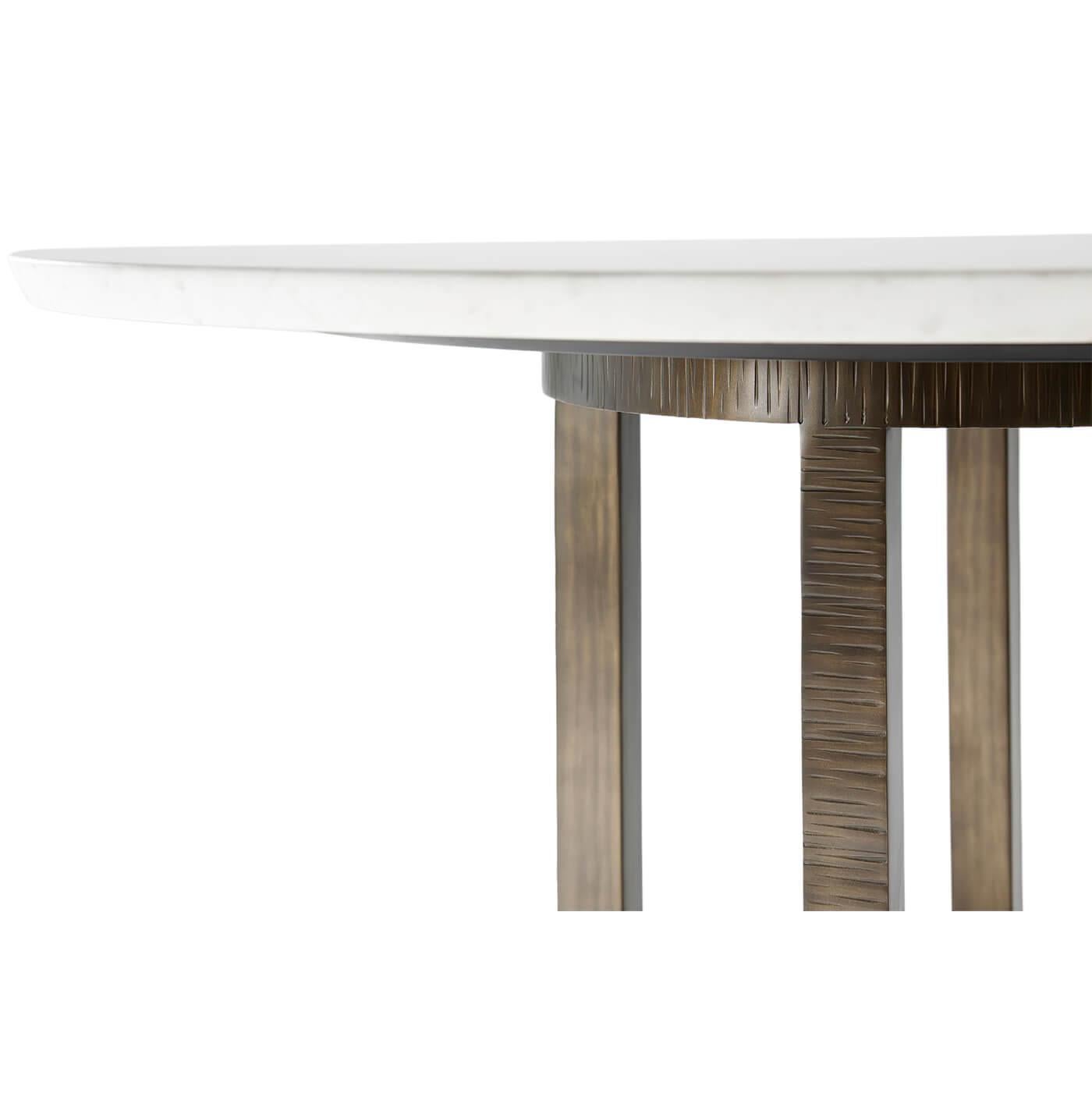 European Midcentury Marble-Top Dining Table