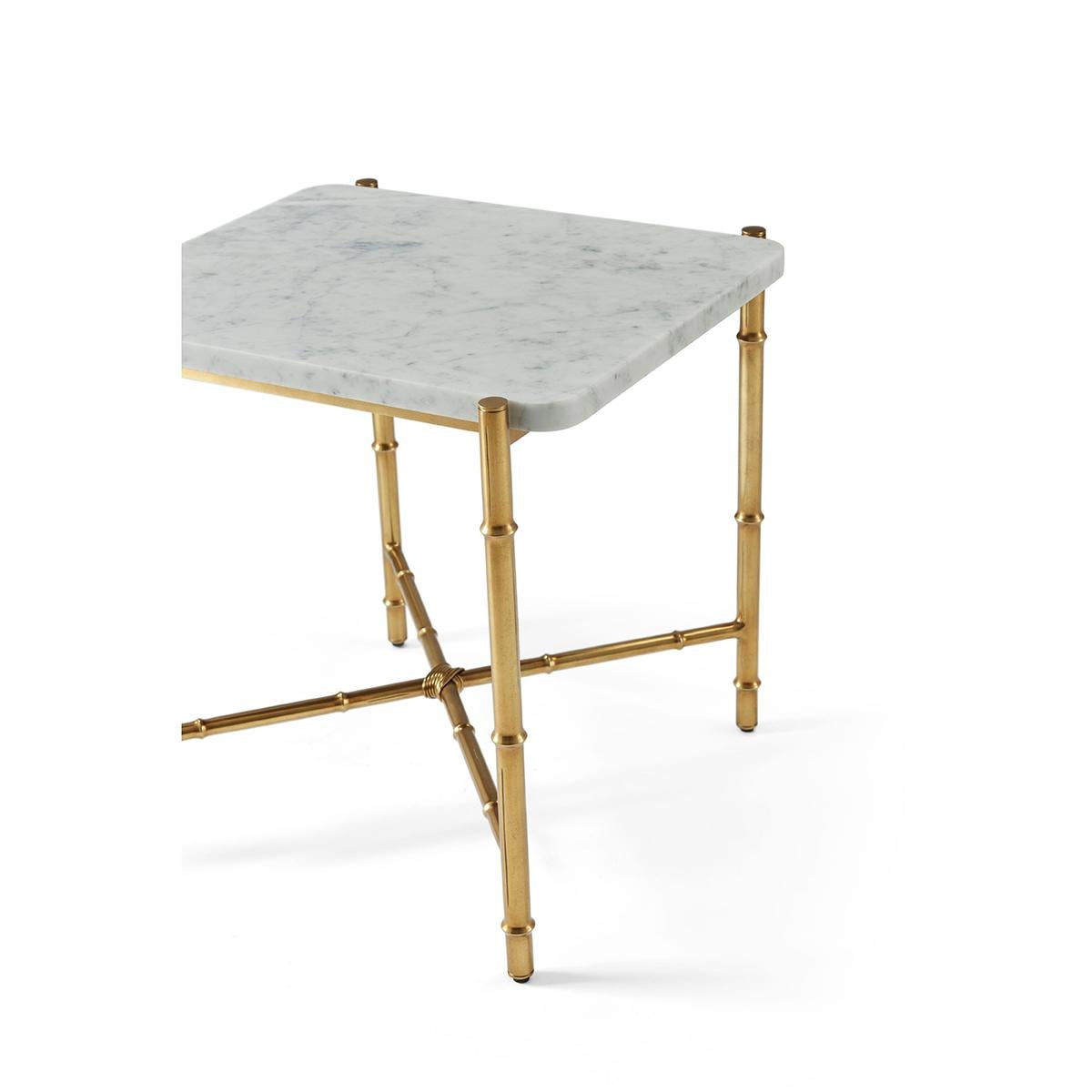 Vietnamese Mid Century Marble Top End Table For Sale