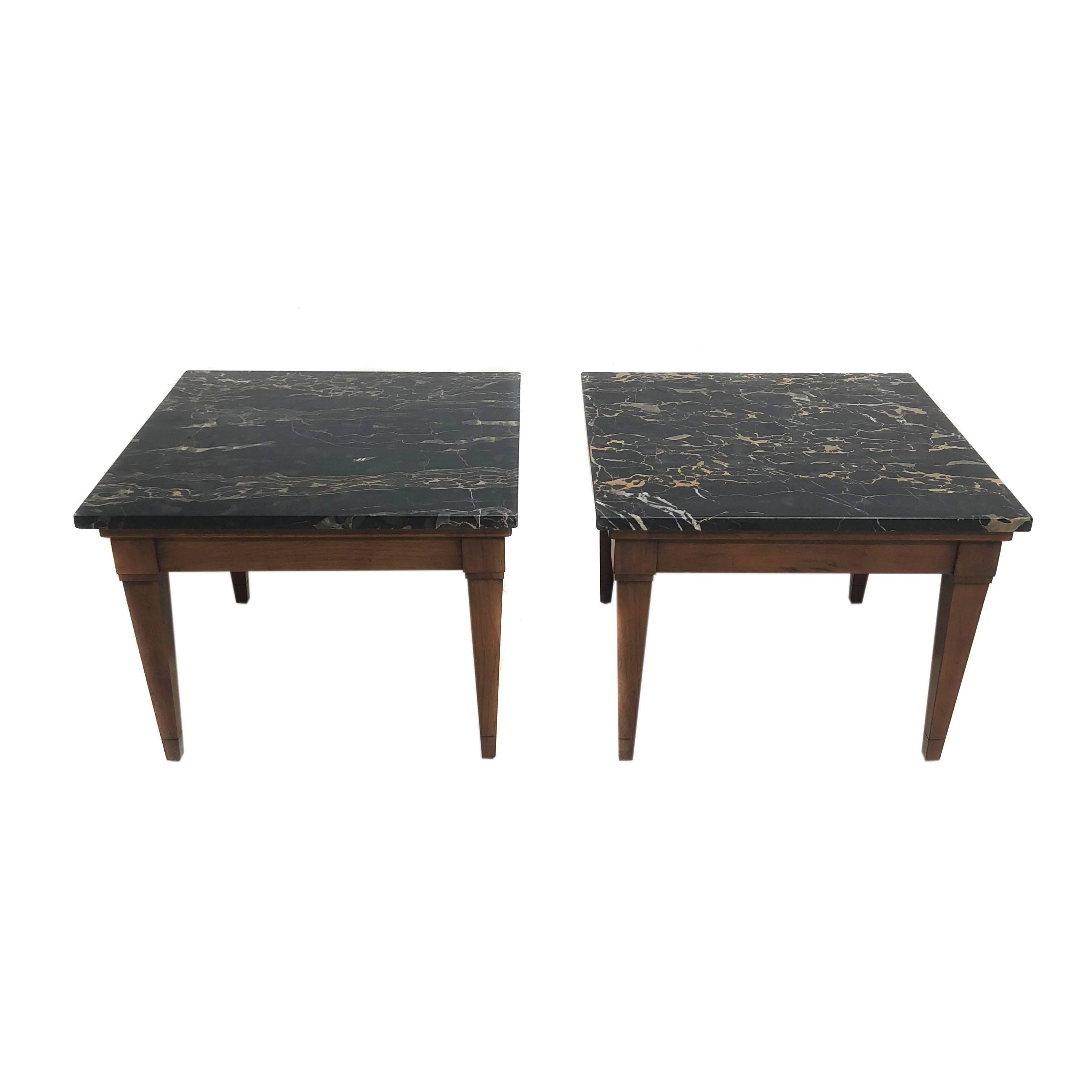 Midcentury Marble-Top Side Tables Made in Italy In Good Condition For Sale In New Hyde Park, NY