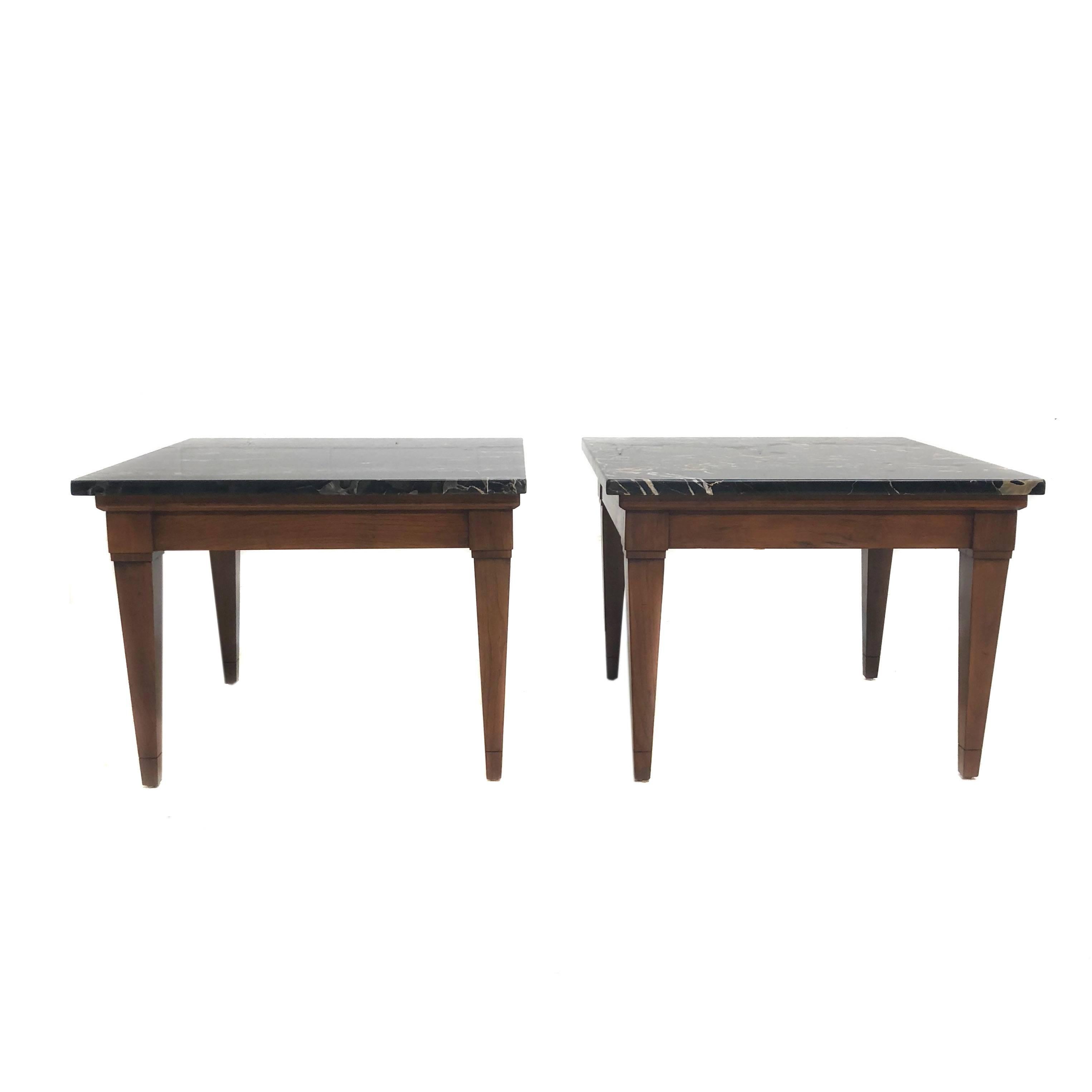 20th Century Midcentury Marble-Top Side Tables Made in Italy For Sale