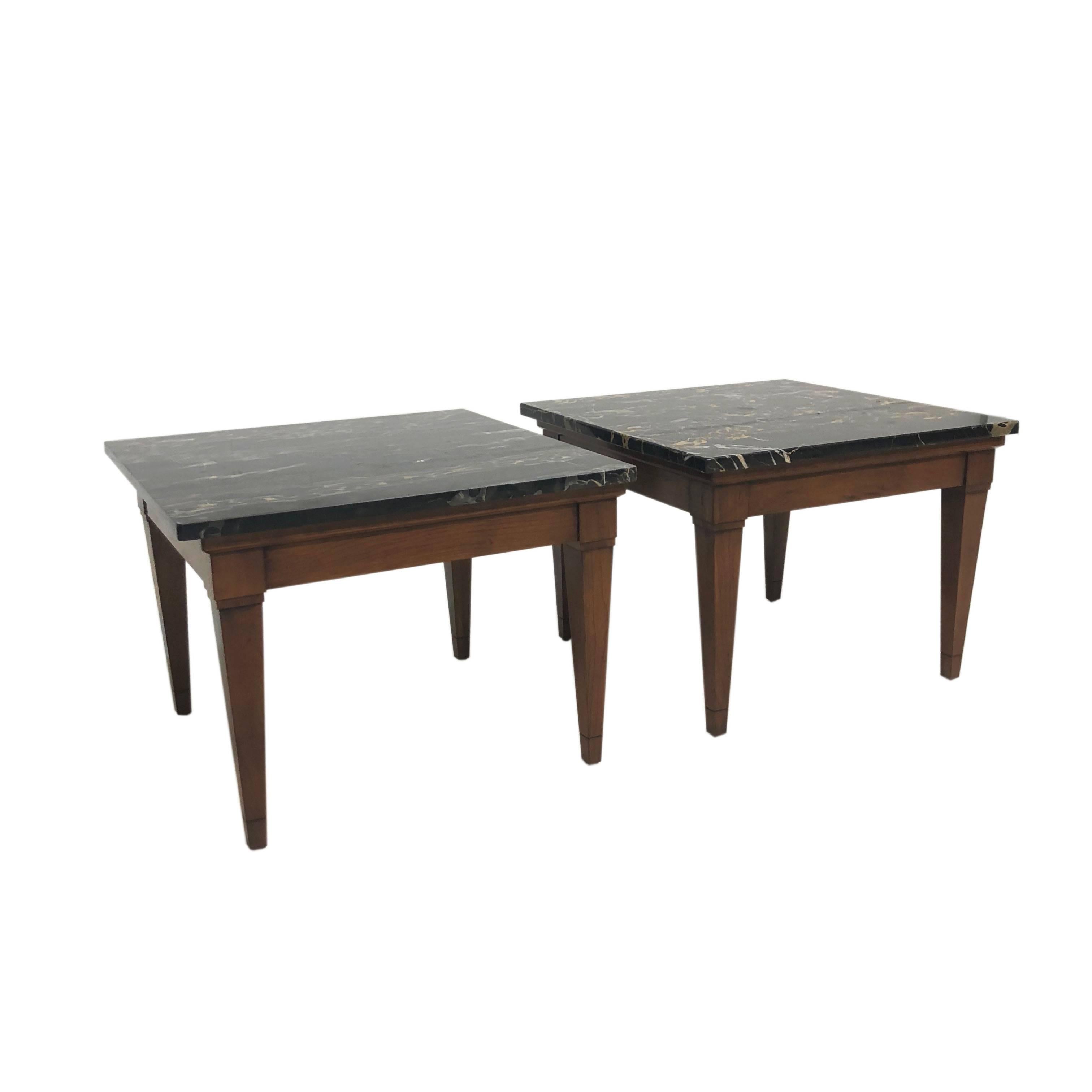 Midcentury Marble-Top Side Tables Made in Italy For Sale