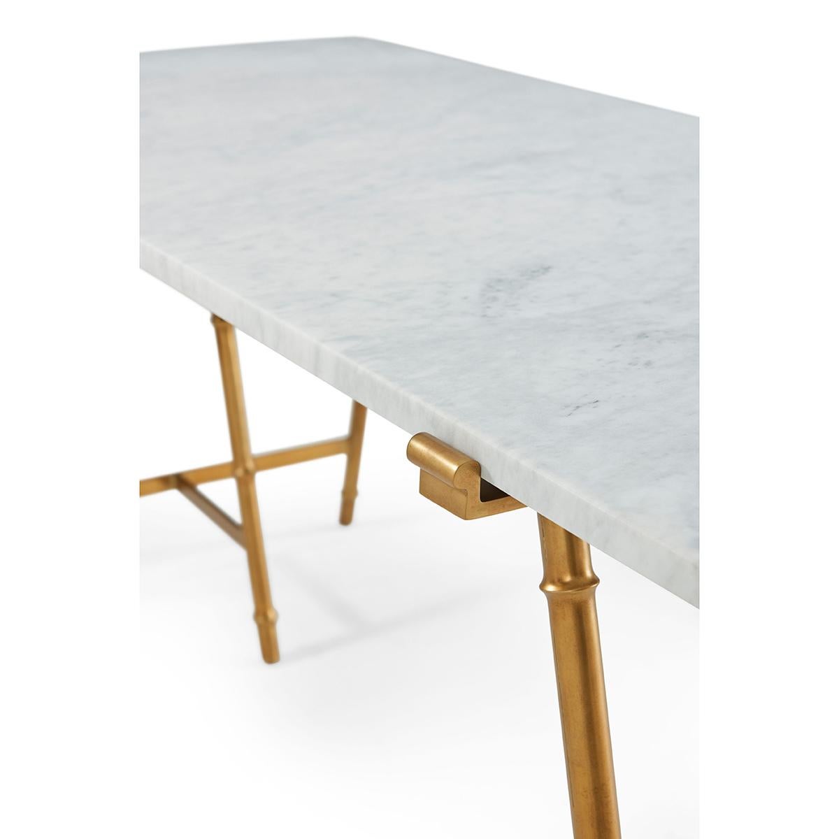 Mid Century Marble Top Writing Table In New Condition For Sale In Westwood, NJ