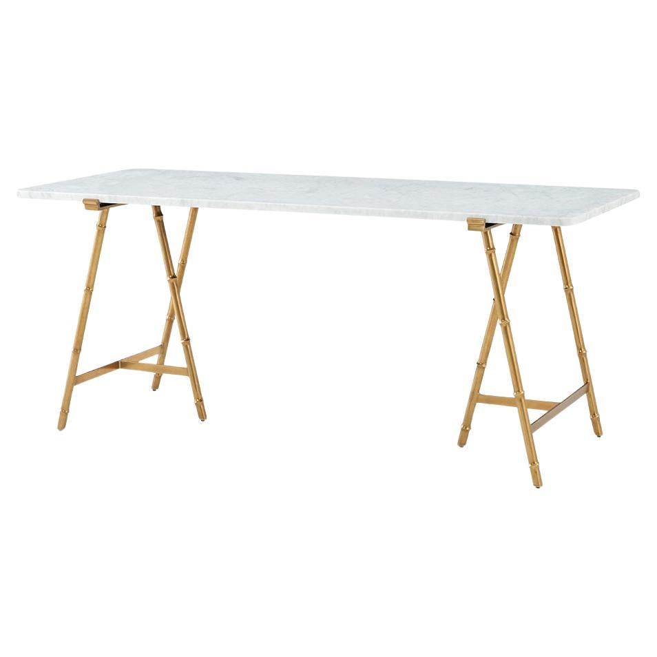 Mid Century Marble Top Writing Table For Sale