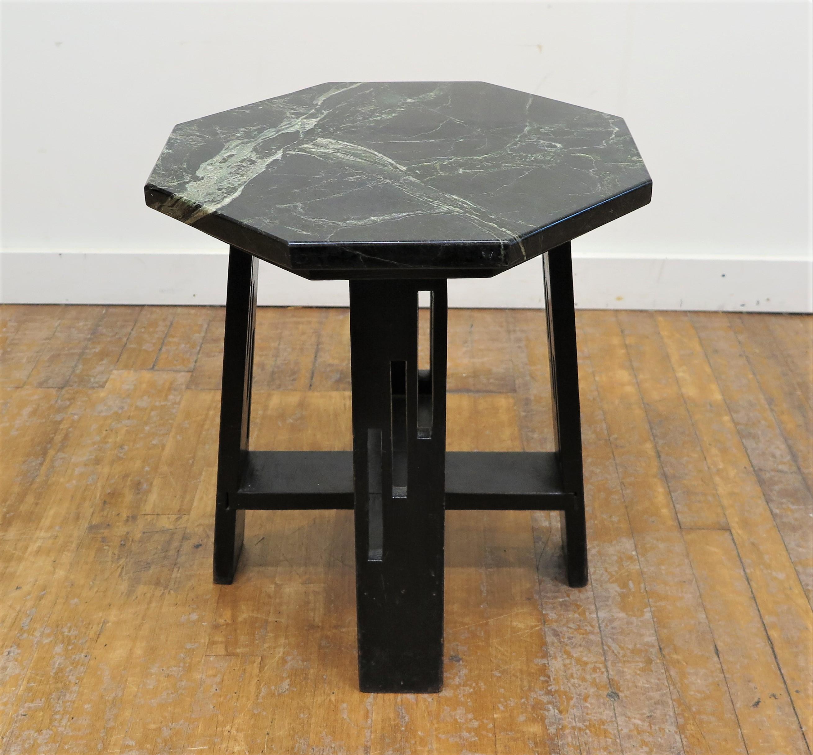 Arts & Crafts Mid Century Marble Toped Hexagon Side Table  6