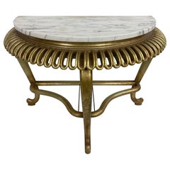 Console Hollywood Regency du milieu du siècle à plateau de marbre