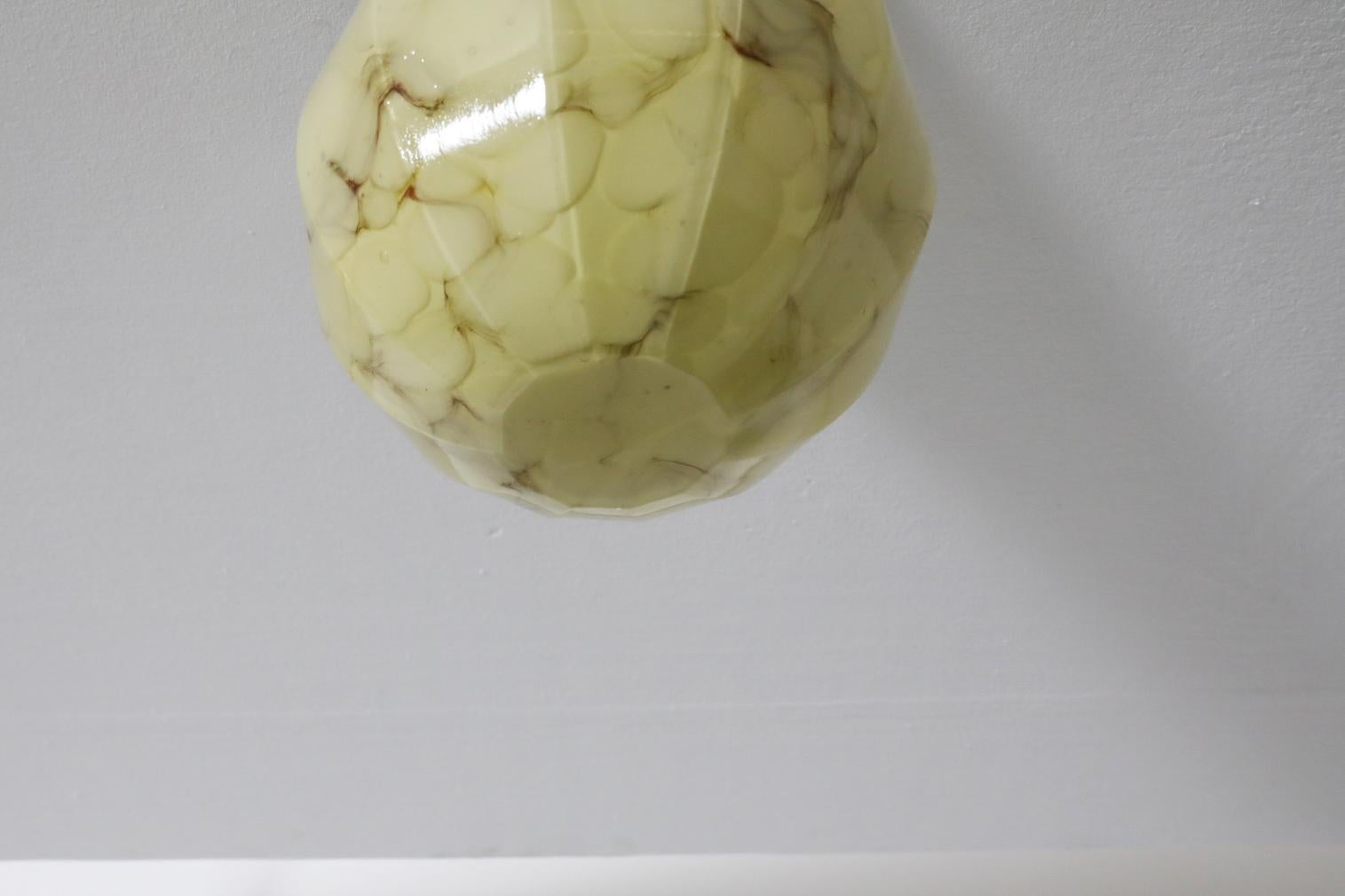 Mid-Century Marbled Flush Mount Glass Globe Sconce with Black Bakelite Base 4