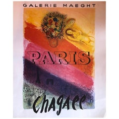 Midcentury Marc Chagall Galerie Maeght, Paris Lithograph Exhibition Poster