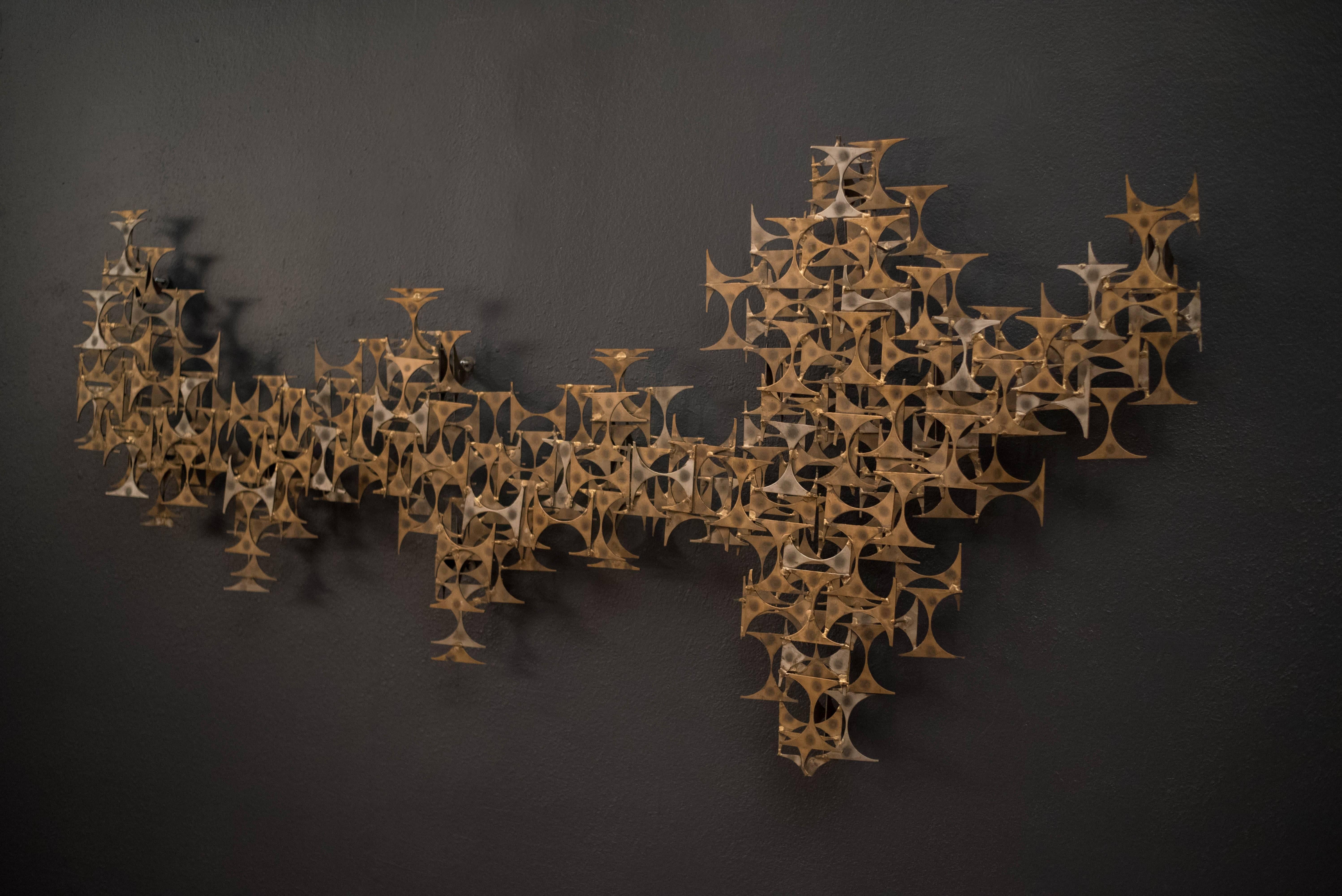 Mid-Century Modern Mid Century Marc Weinstein Abstract Metal Wall Sculpture