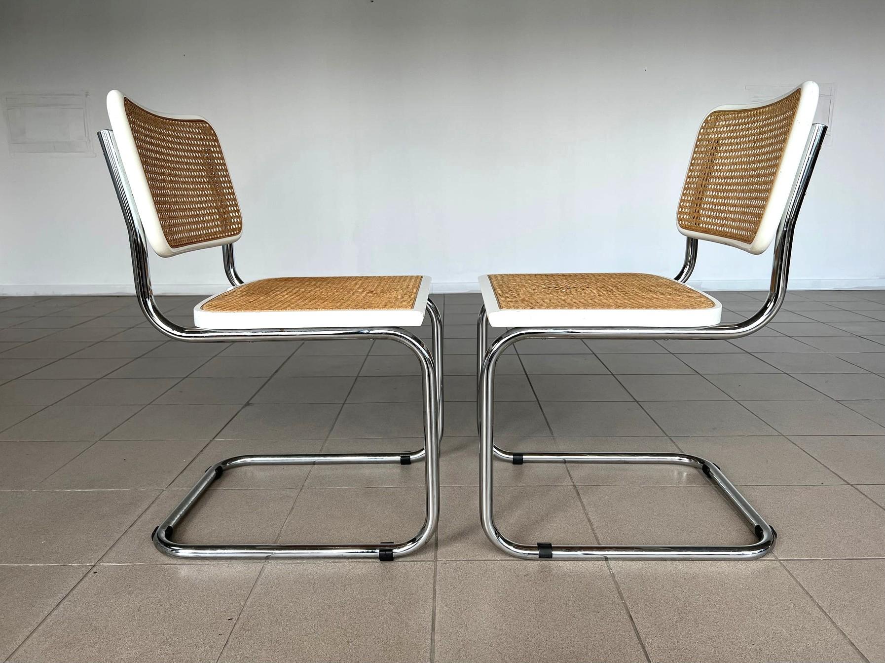 Mid-Century Modern Paire de chaises Cane Cantilver du milieu du siècle de Marcel Breuer en vente