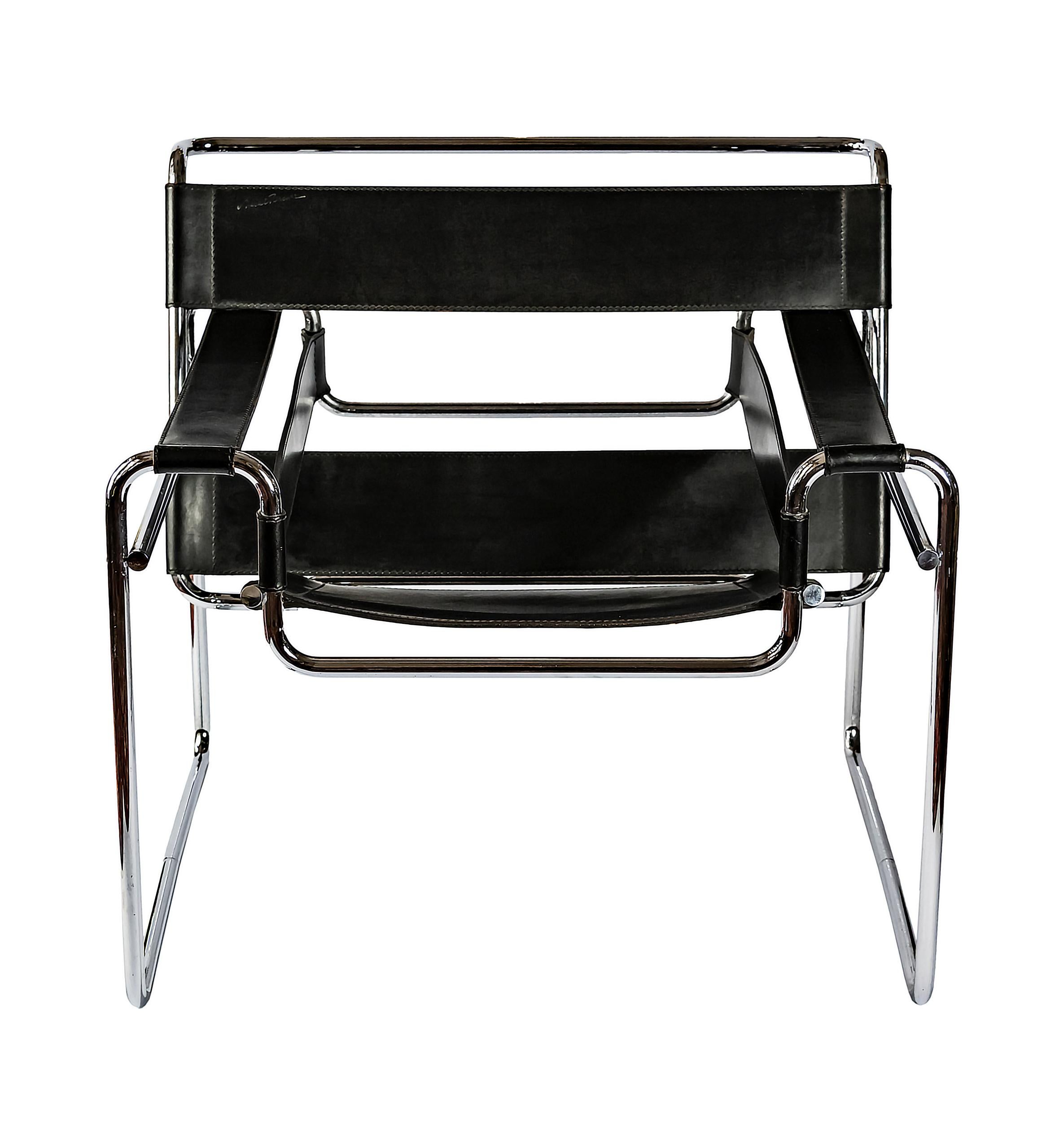 italien Fauteuil Marcel Breuer Wassily de Gavina, style mi-siècle moderne