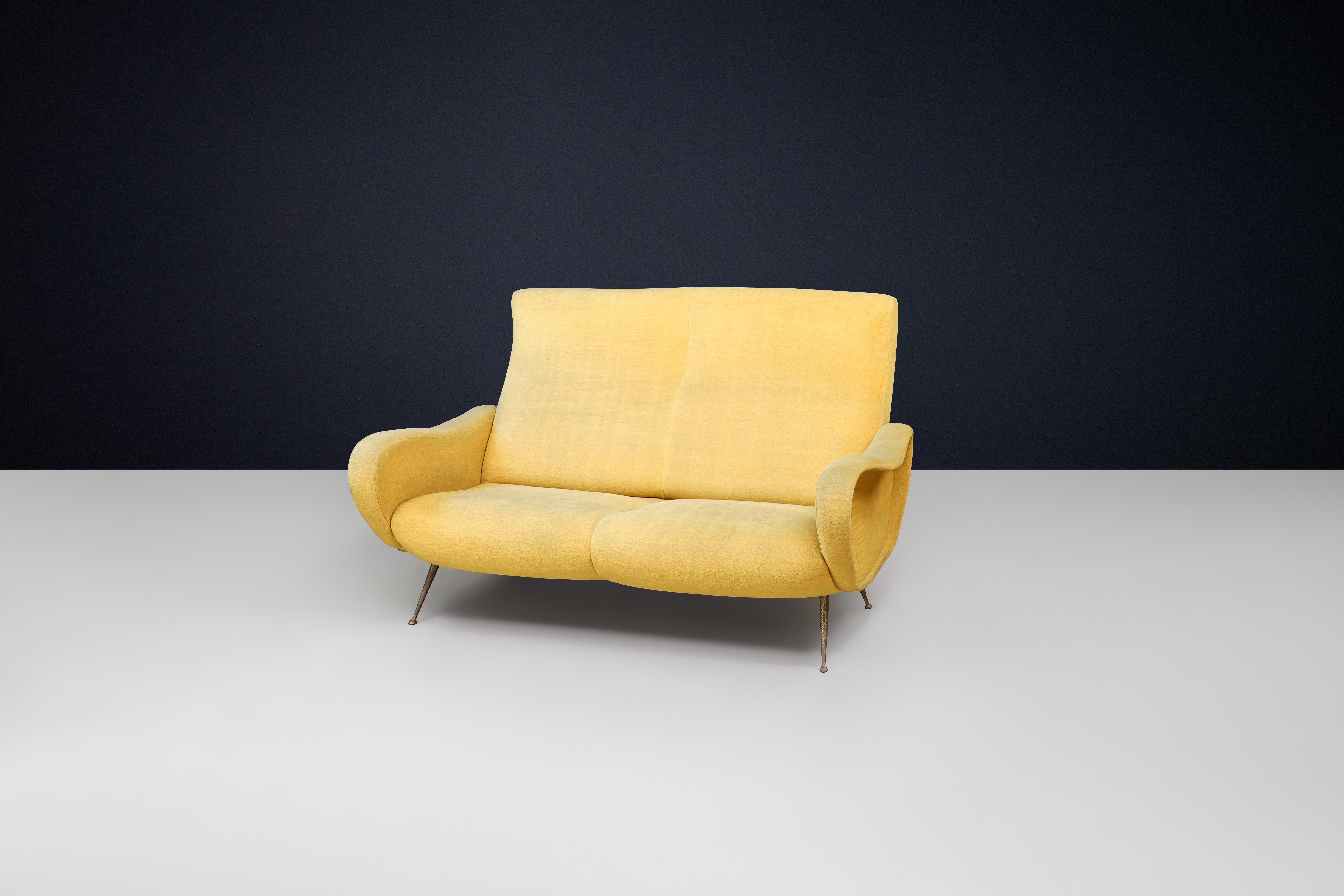 Mid-Century Modern Canapé Lady Divano de Marco Zanuso du milieu du siècle dernier avec revêtement jaune ocre d'origine en vente