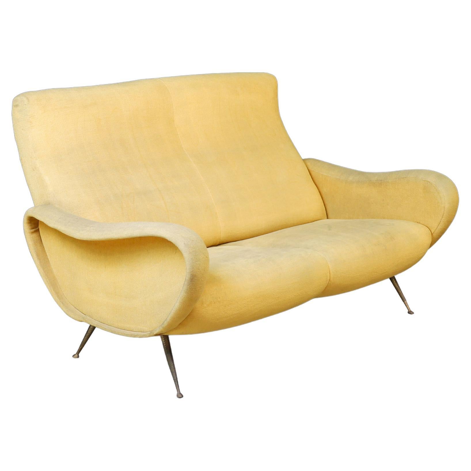 Mid-Century Marco Zanuso Lady Divano Sofa with original ocher yellow upholstery