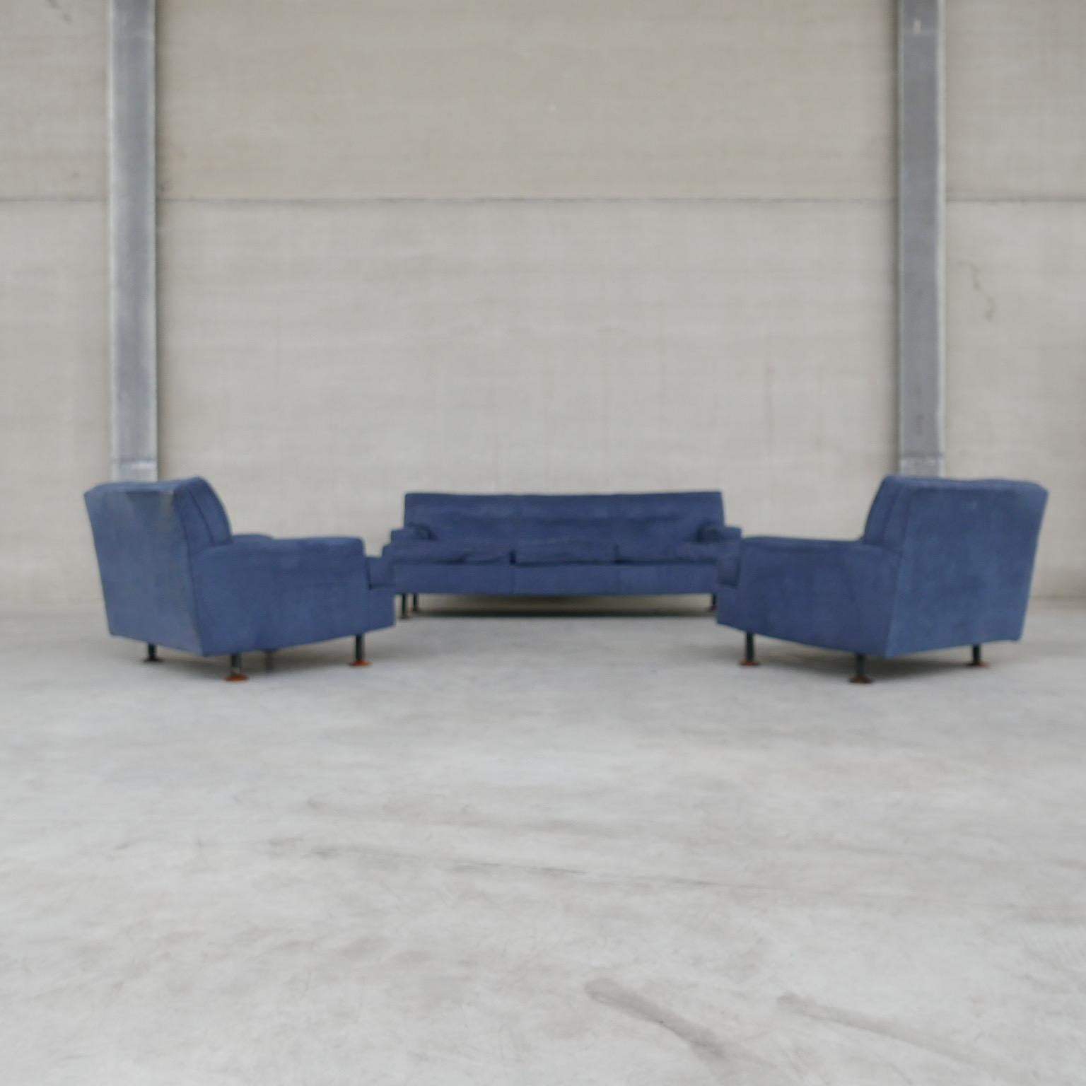 Italian Mid-Century Marco Zanuso 'Square' Sofa and Armchairs Suite