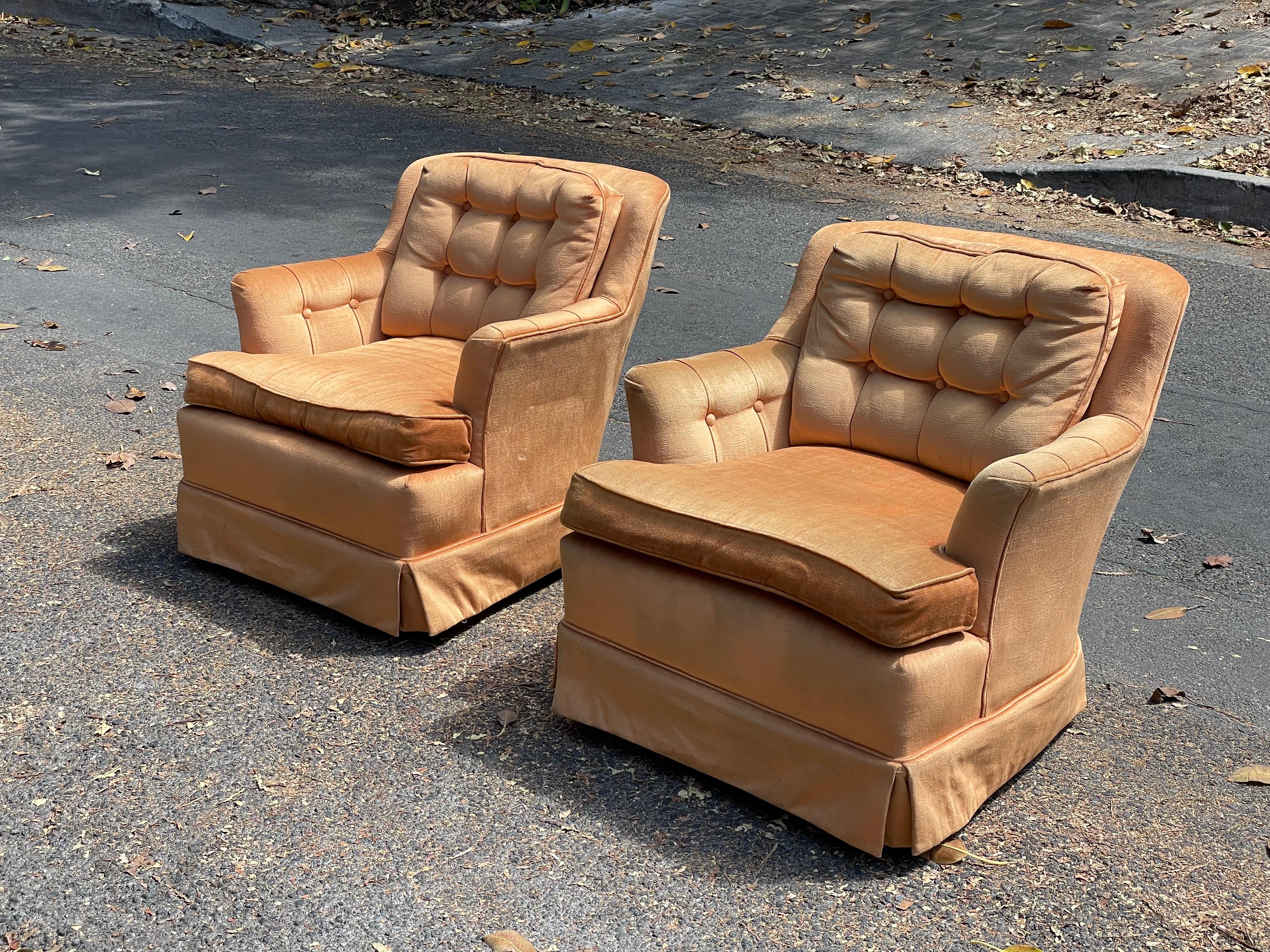 Mid-Century Modern Mid Century Marge Carson Orange Club Chairs