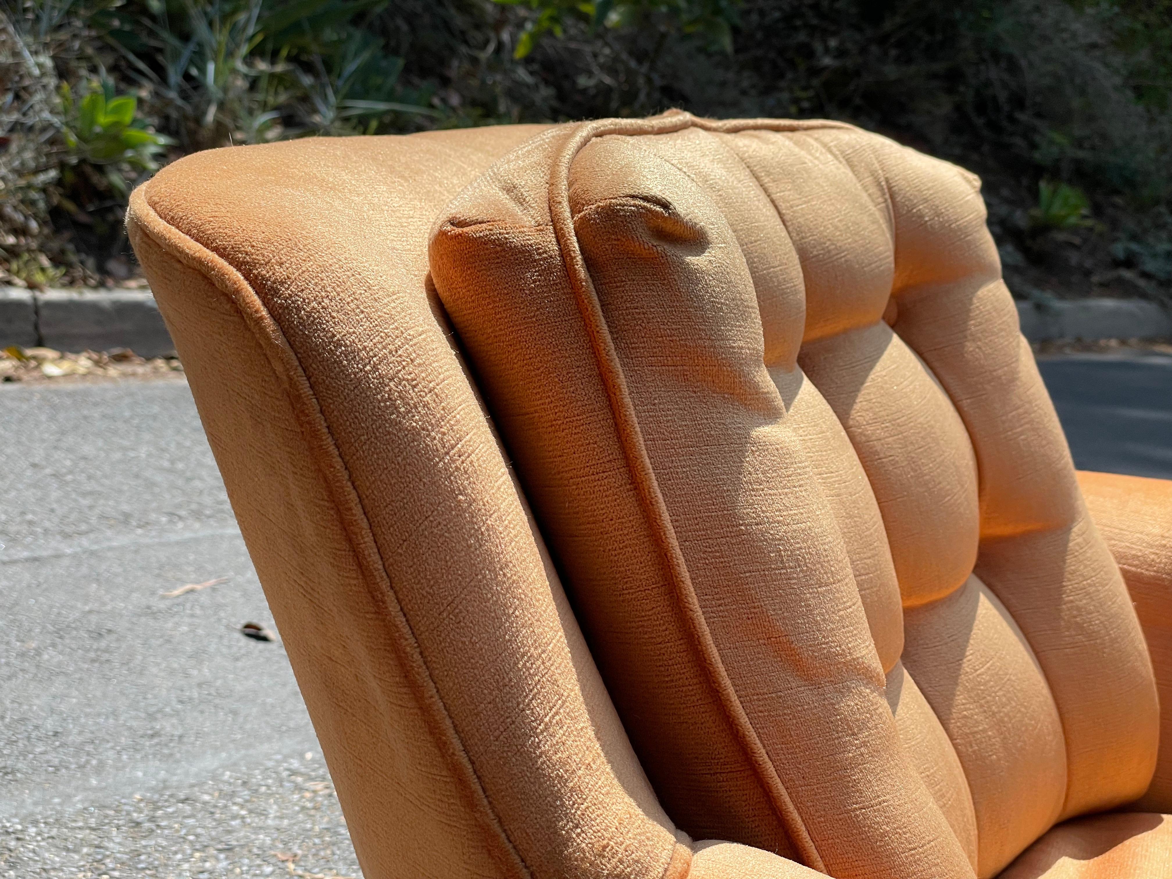 Mid Century Marge Carson Orange Club Chairs In Good Condition In Los Angeles, CA