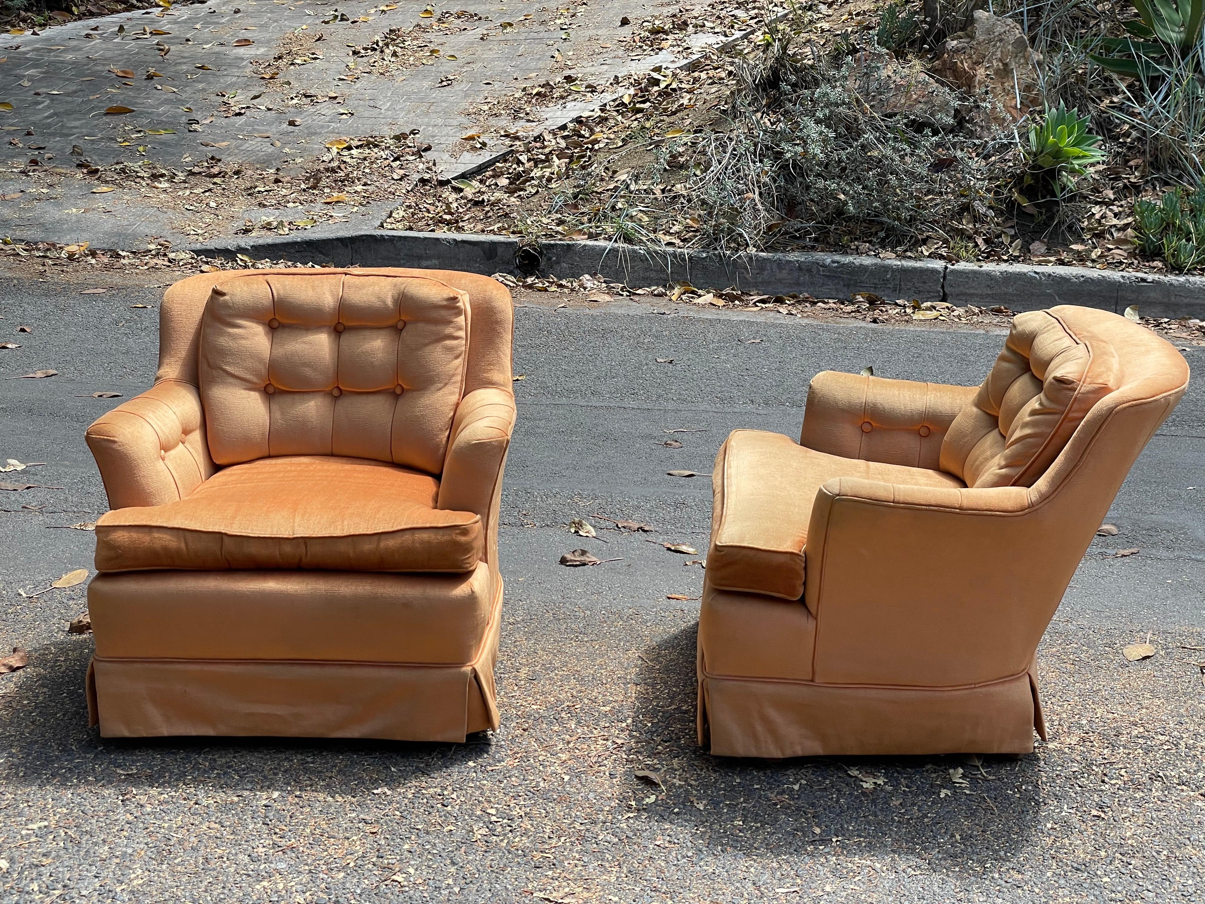 Mid-20th Century Mid Century Marge Carson Orange Club Chairs