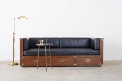Midcentury Marge Carson Style Mahogany Campaign Daybed Sofa