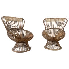 Mid-Century Margherita Rattan Chair by Franco Albini for Vittorio Bonacina