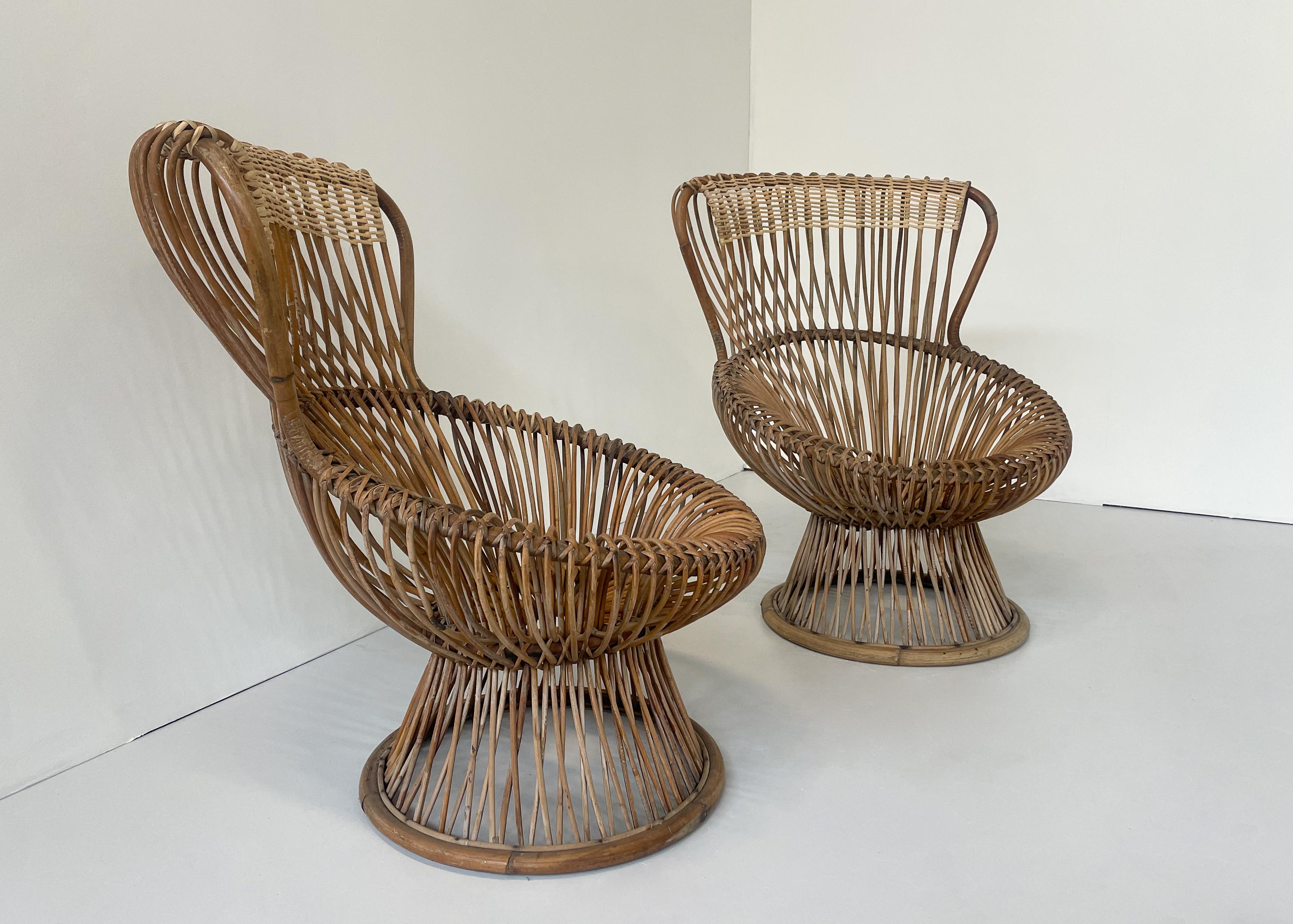 Mid-Century Margherita Rattan Chair by Franco Albini for Vittorio Bonacina, Italy, 1950s