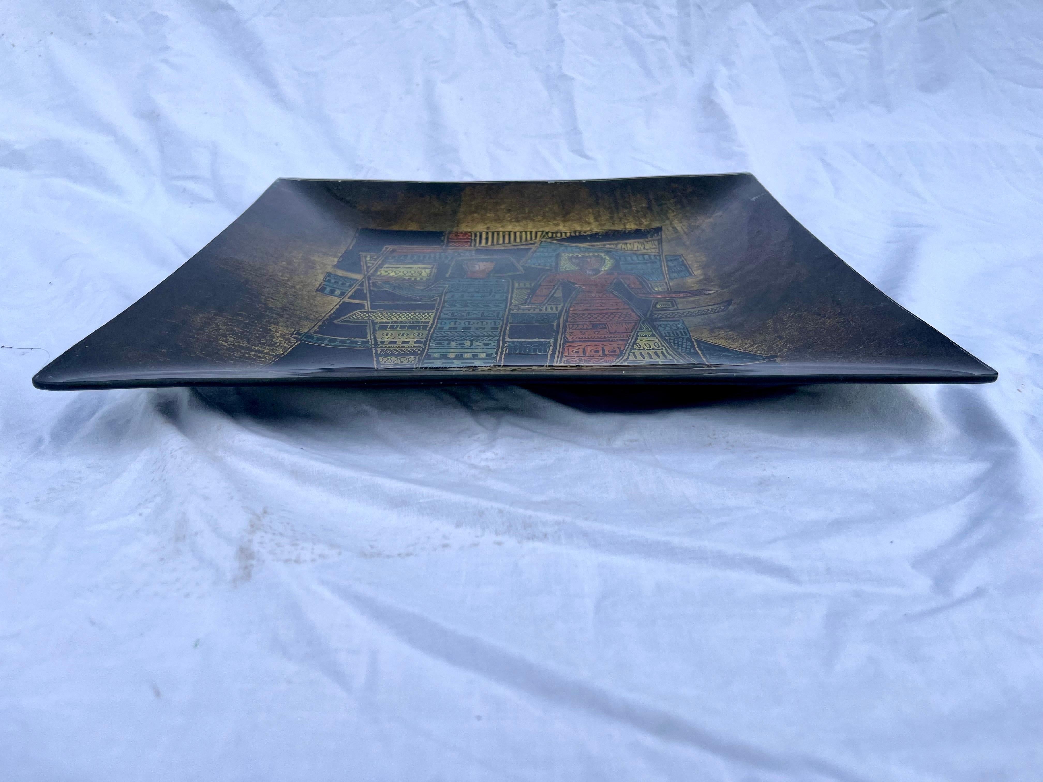Mid Century Marianna Von Allesch Eglomise Reverse Painted Glass Platter or Tray For Sale 11