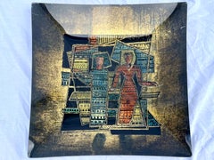 Mid Century Marianna Von Allesch Eglomise Reverse Painted Glass Platter or Tray