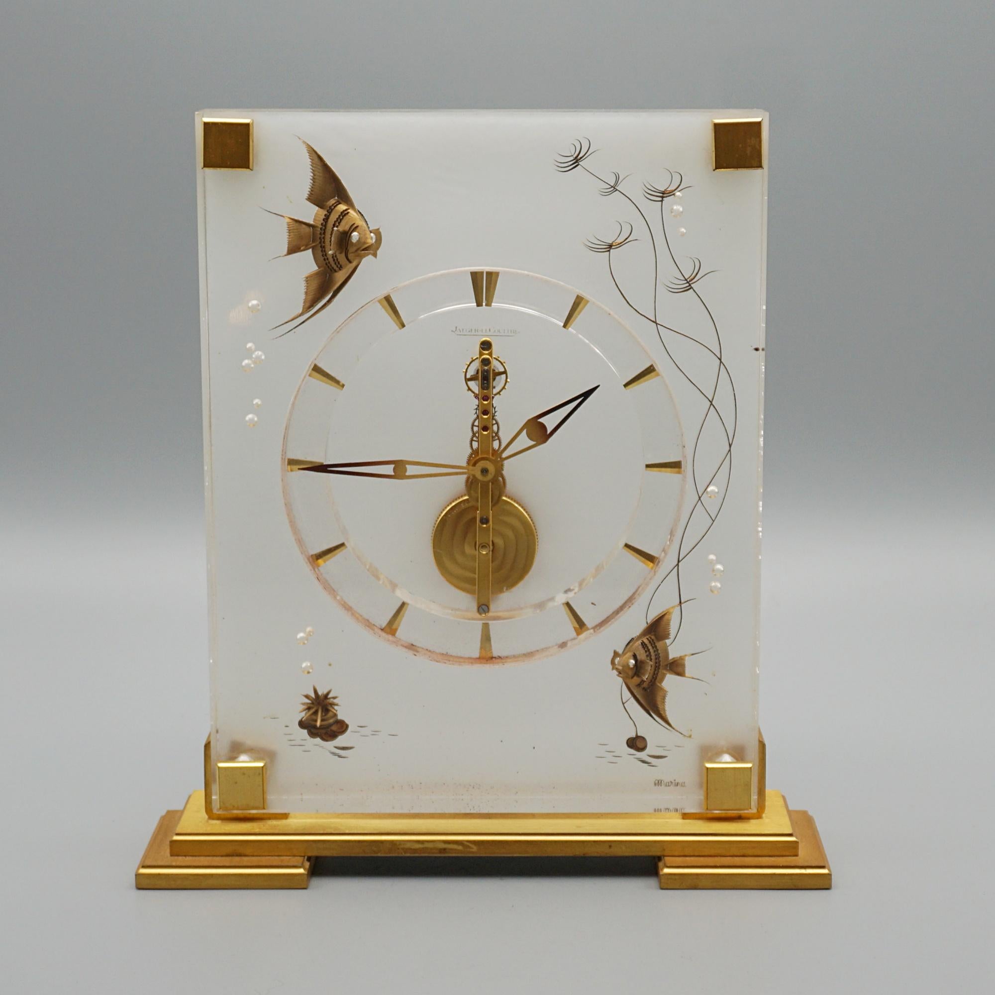Swiss Mid-Century 'Marina' Mantel Clock by Jaeger LeCoultre