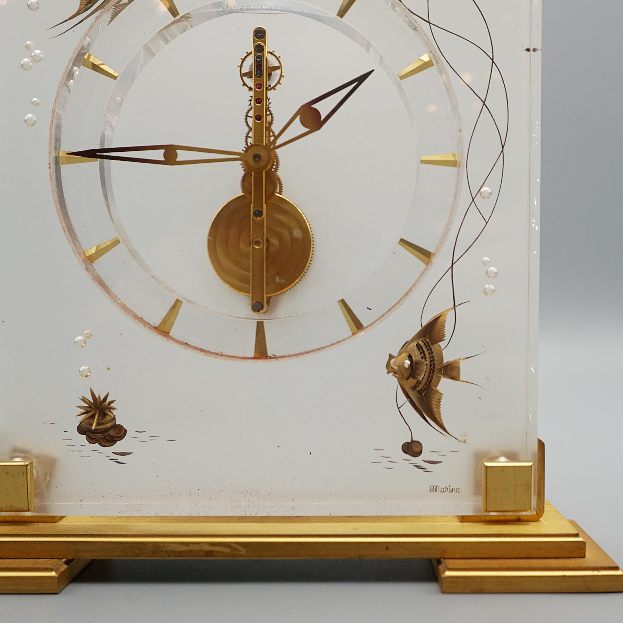 Mid-Century 'Marina' Mantel Clock by Jaeger LeCoultre In Good Condition In Forest Row, East Sussex