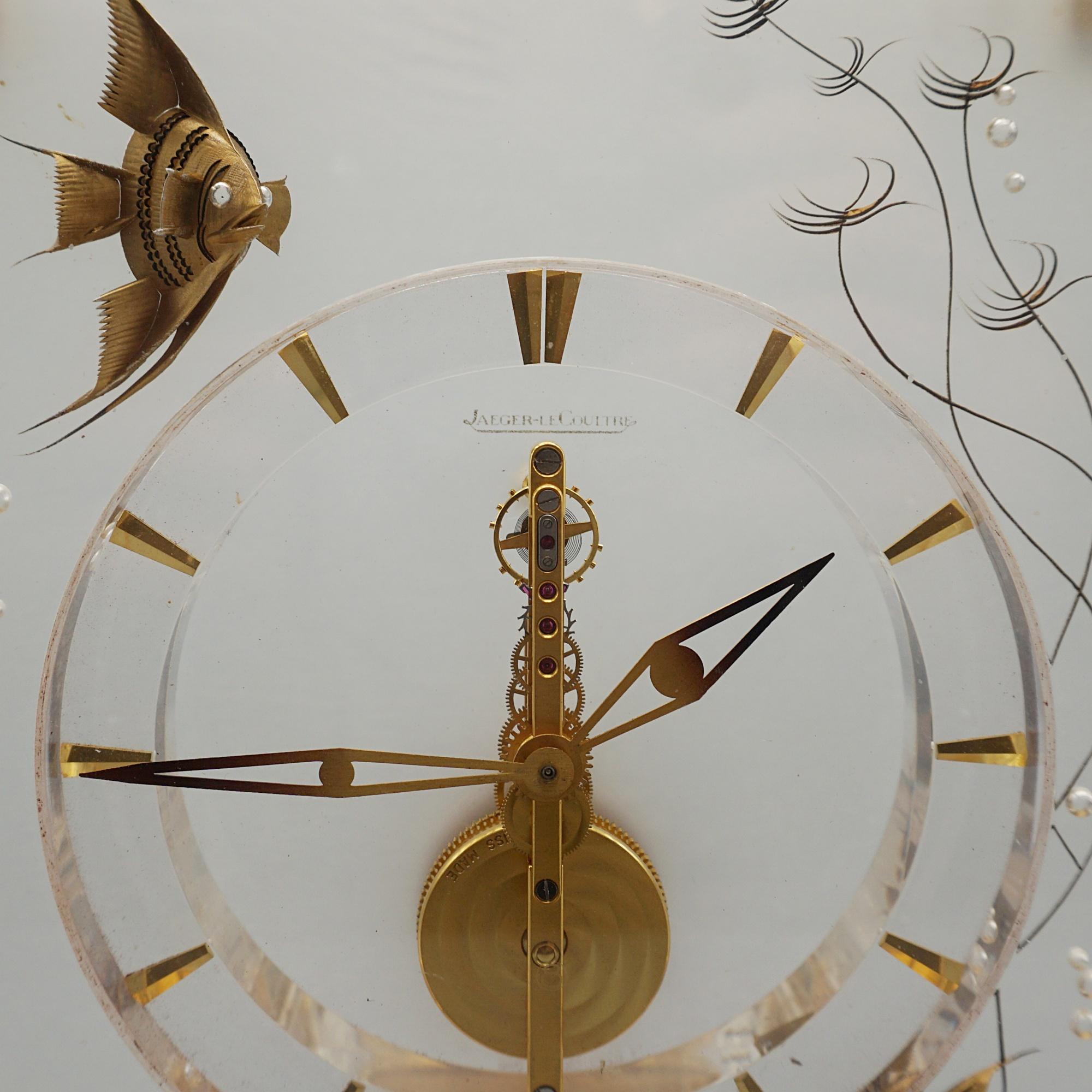 Brass Mid-Century 'Marina' Mantel Clock by Jaeger LeCoultre