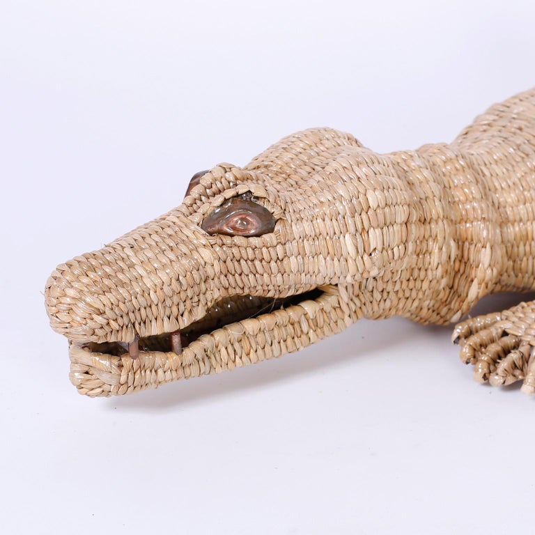 Midcentury Mario Torres Wicker Alligator at 1stDibs