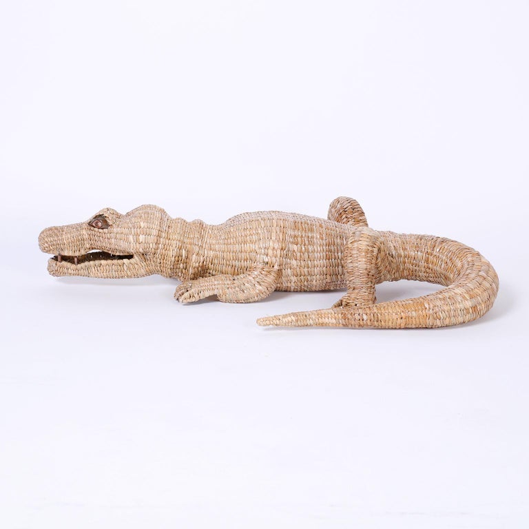Midcentury Mario Torres Wicker Alligator at 1stDibs