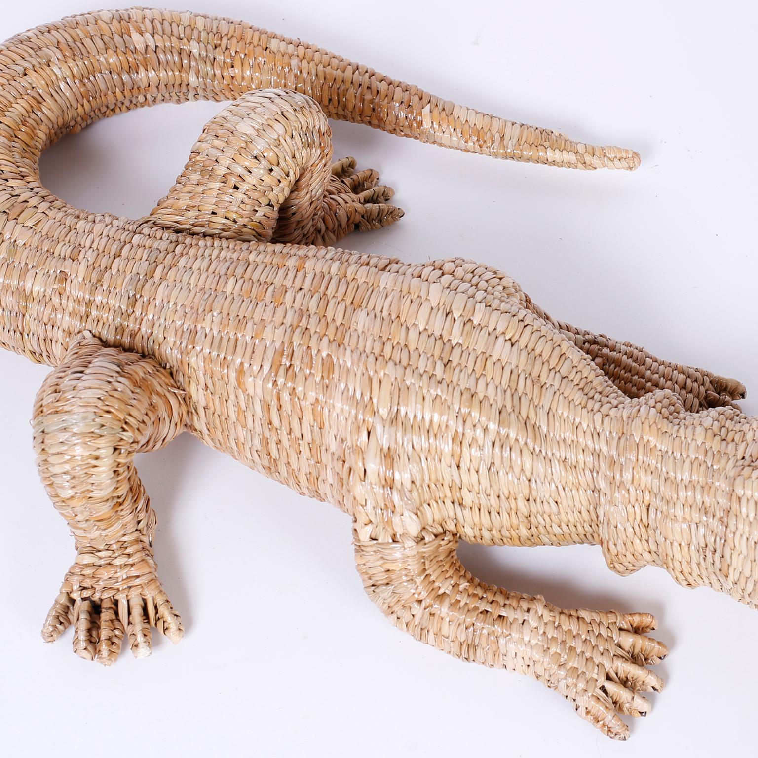 Woven Midcentury Mario Torres Wicker Alligator