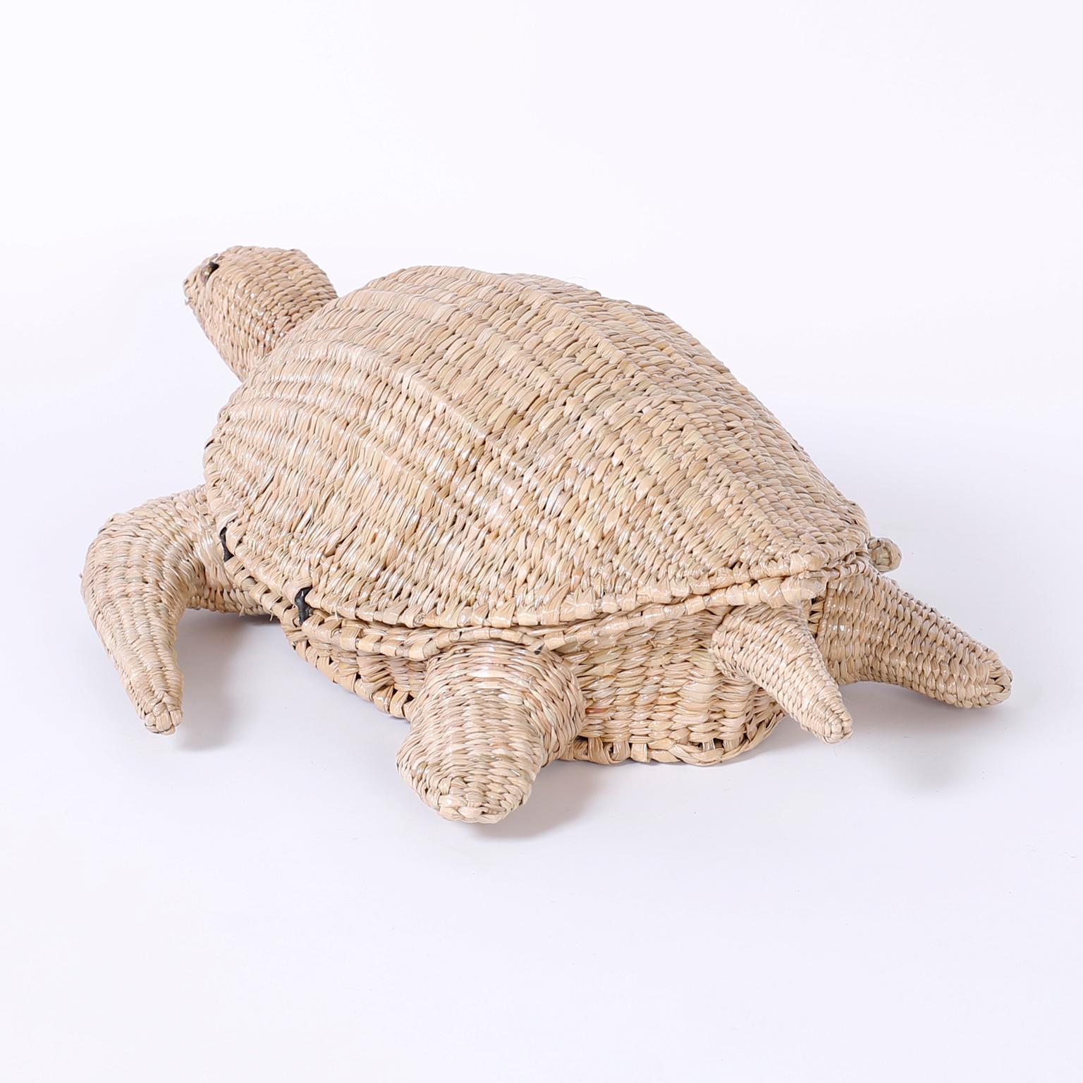 Woven Midcentury Mario Torres Wicker Turtle