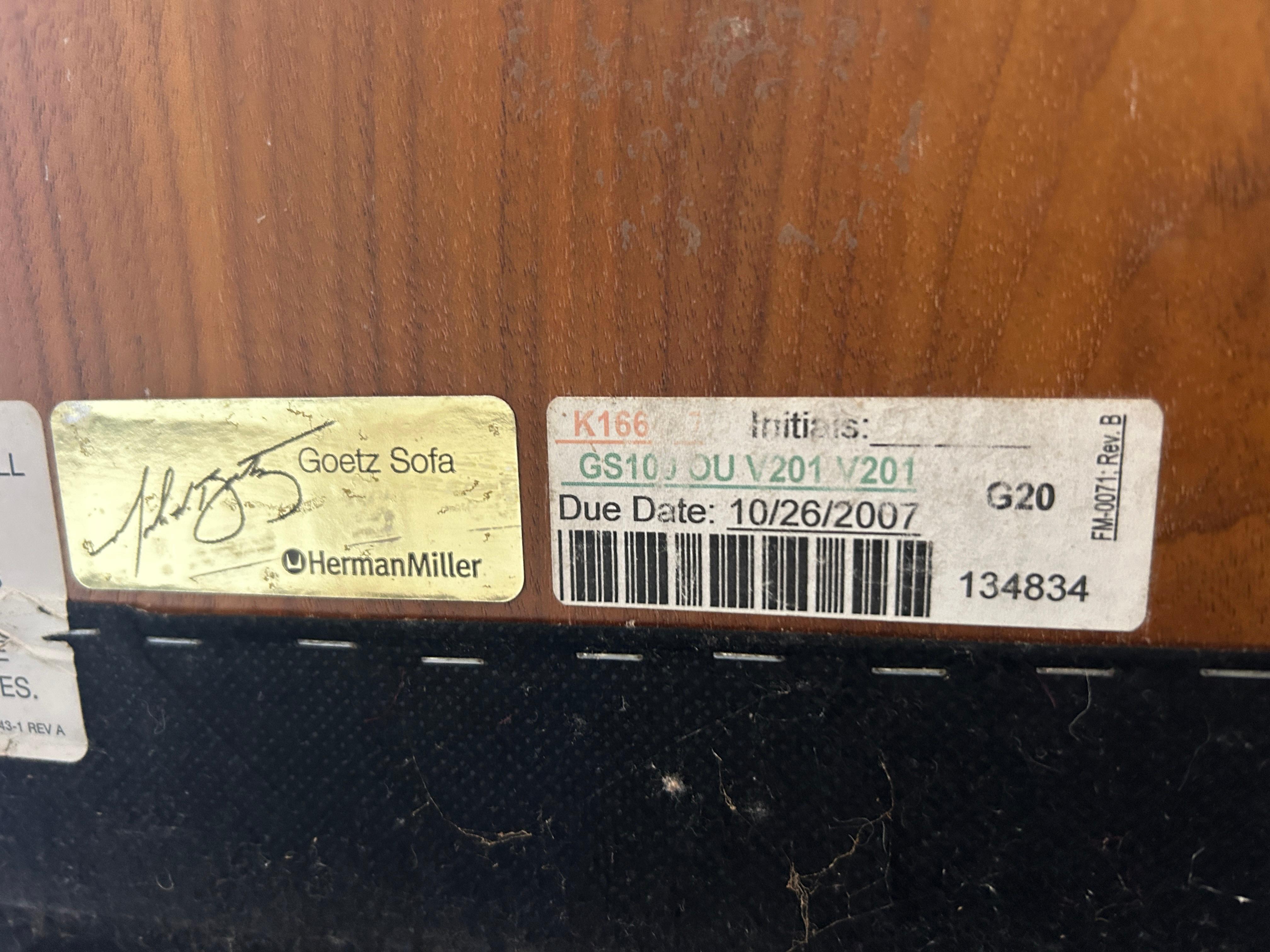 Mid Century Mark Goetz Three Seat Sofa for Herman Miller Sage Green For Sale 4
