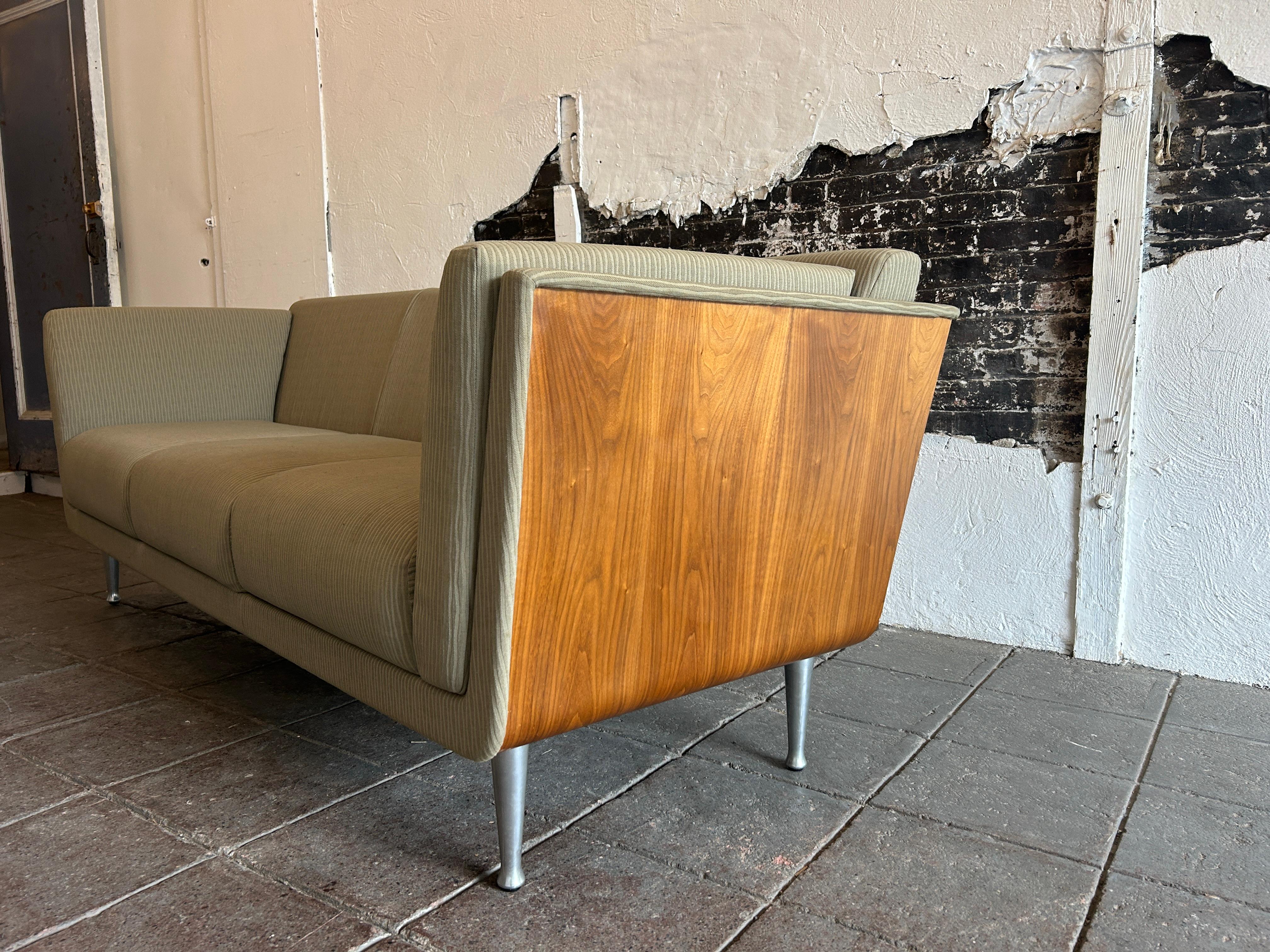American Mid Century Mark Goetz Three Seat Sofa for Herman Miller Sage Green For Sale