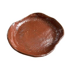 Mid Century Maroon Outsider Ceramic Studio Pottery Tray - Signed