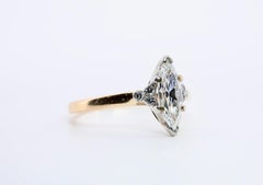 Mid Century Marquise Cut Diamond Engagement Ring in 14K, Palladium