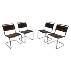 Mid-Century Mart Stam S33 Cantilever Chairs, Set of Four, Chrome and Leather